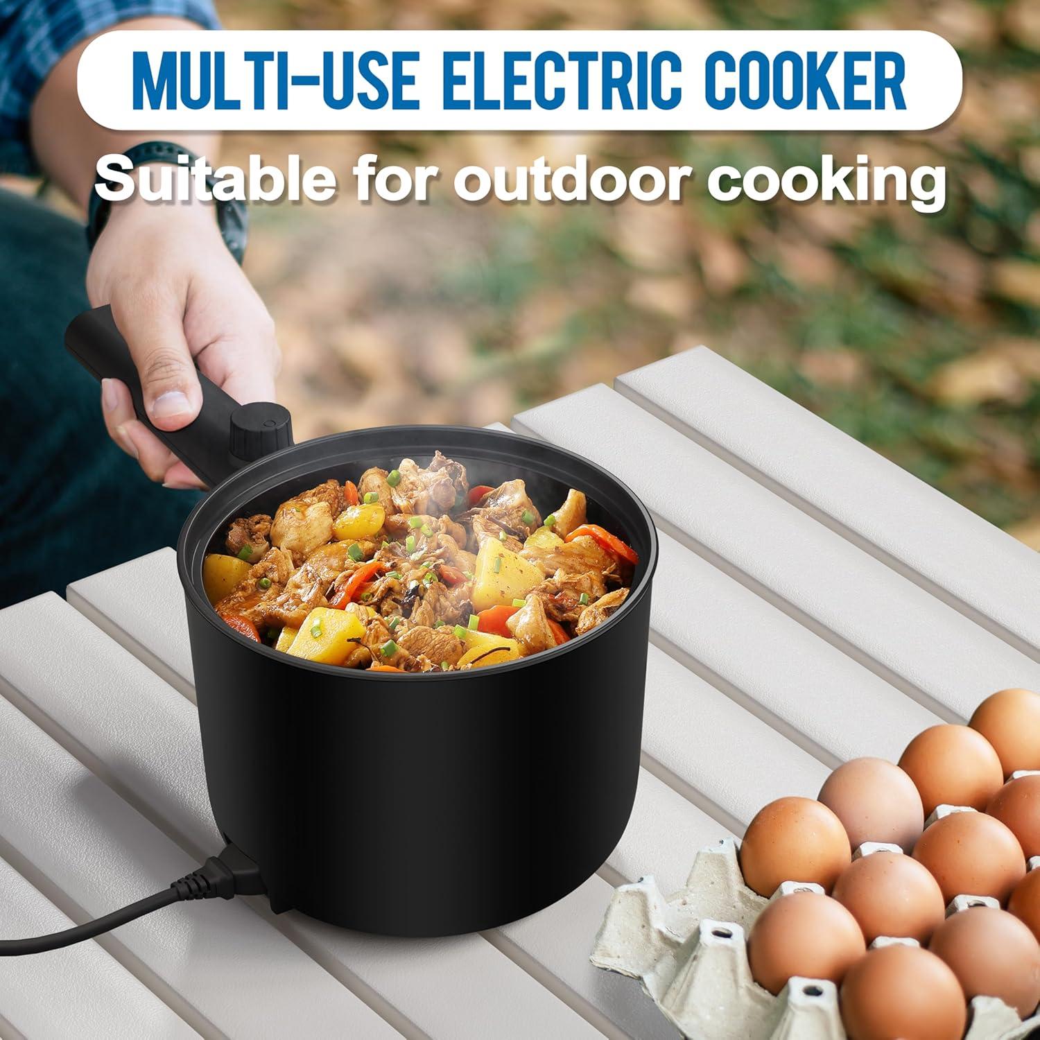 Olla Caliente Eléctrica Topwit 1.5L Antiadherente Negra