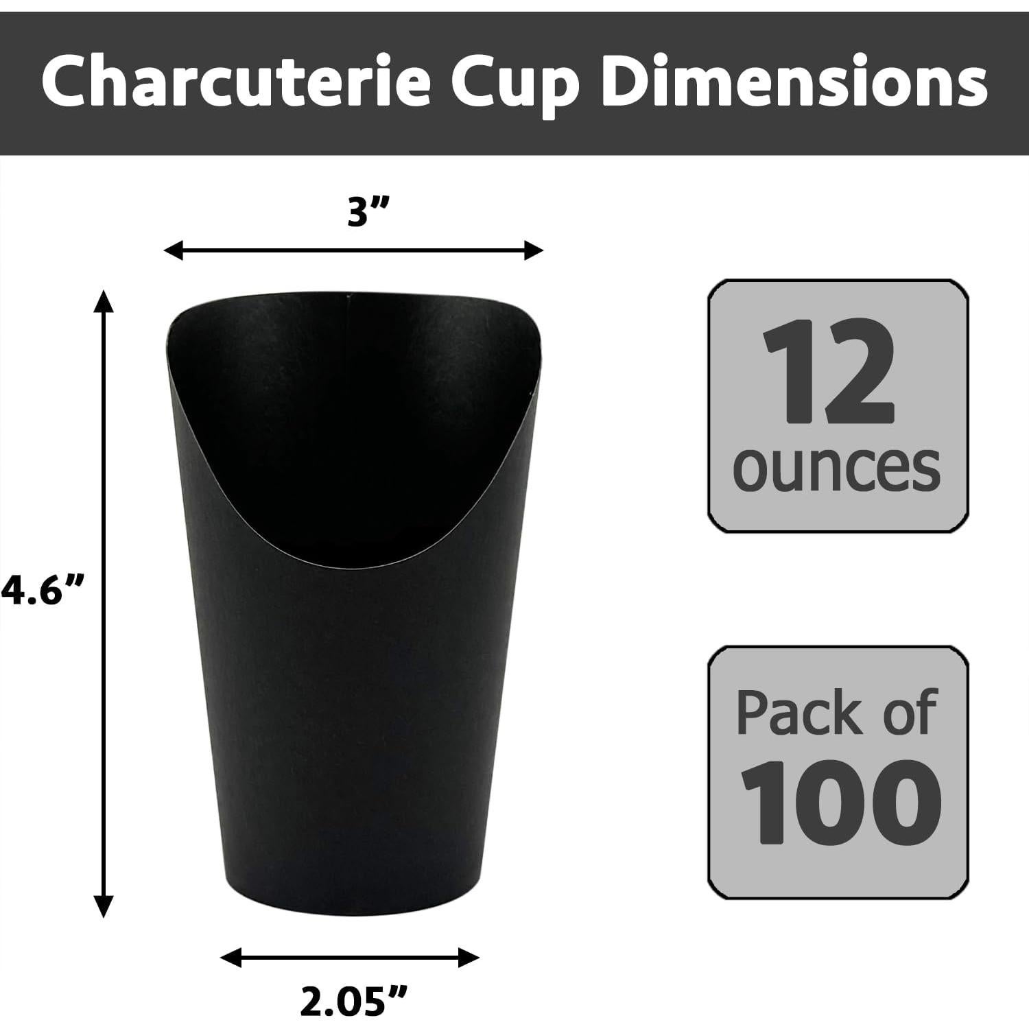 CAMKYDE 100 Tazas Desechables Negras 12oz para Papas Fritas