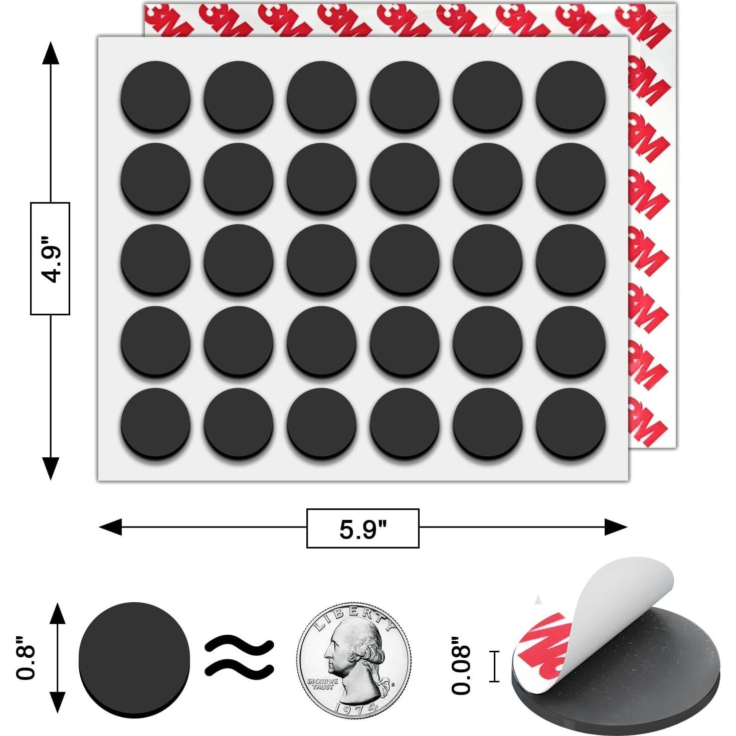 Imanes redondos adhesivos 3M Towjug 30 piezas 2,03 cm