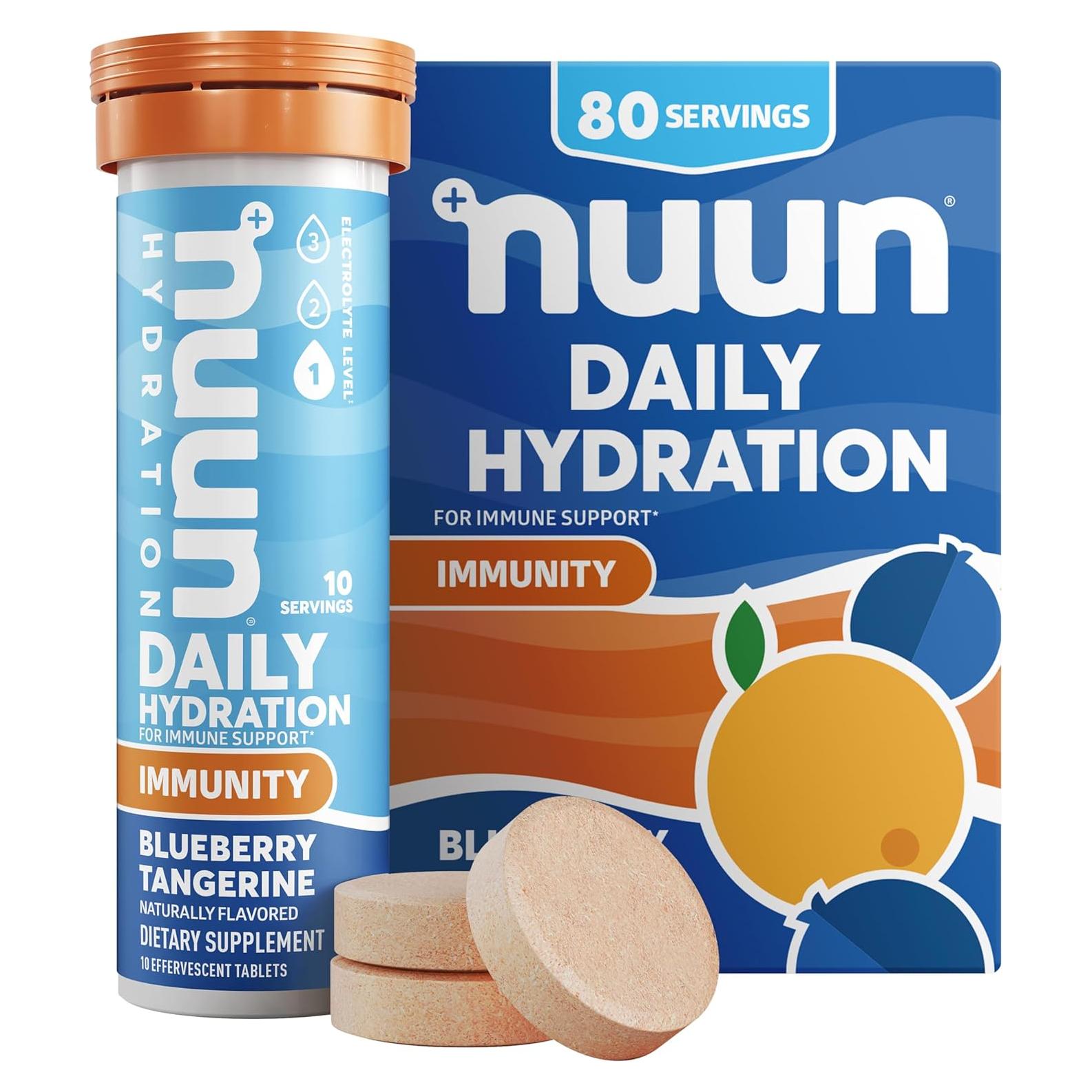 Tabletas de Electrolitos Nuun Immunity Arándano Mandarina 80 Porciones