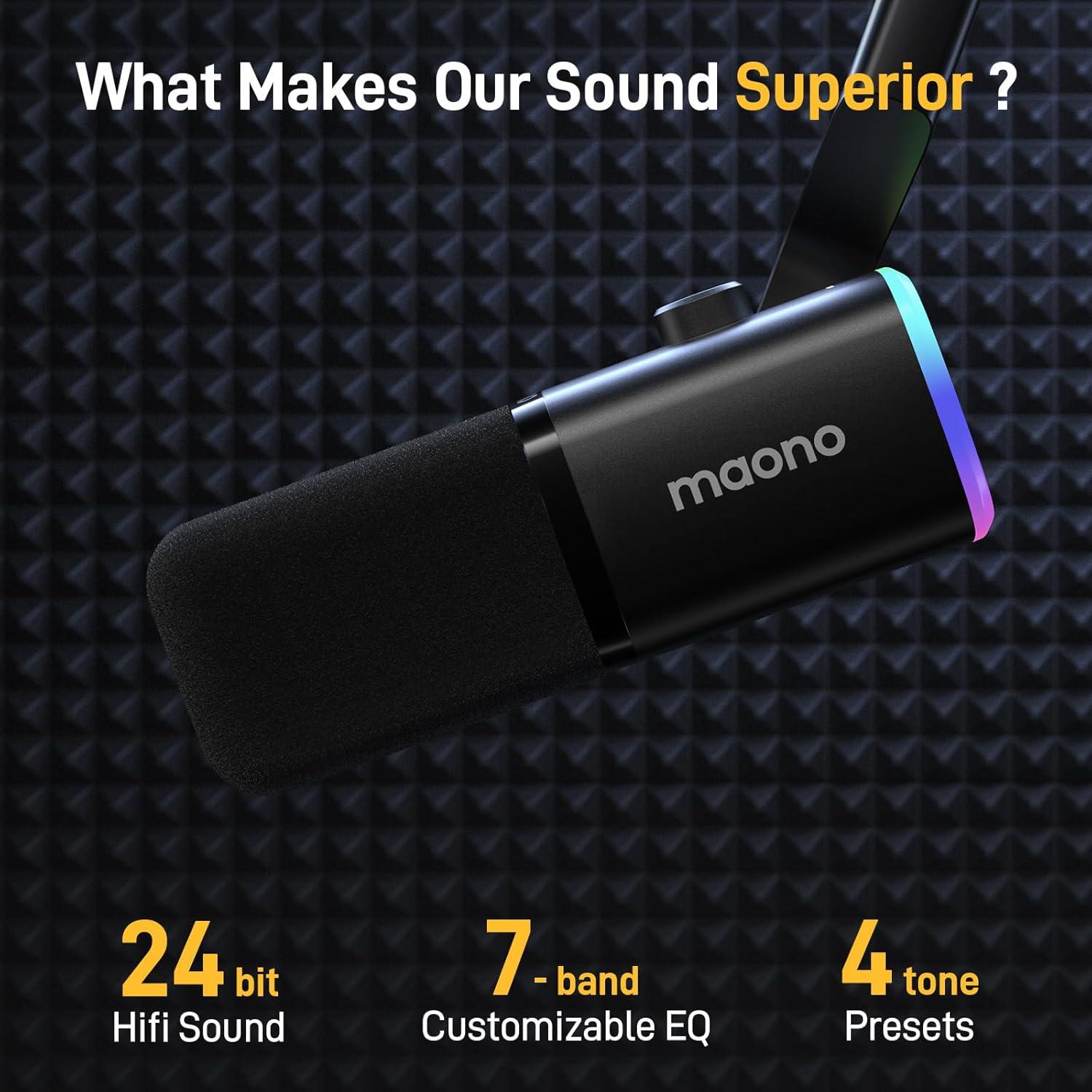 Micrófono Dinámico MAONO PD100X USB/XLR con RGB