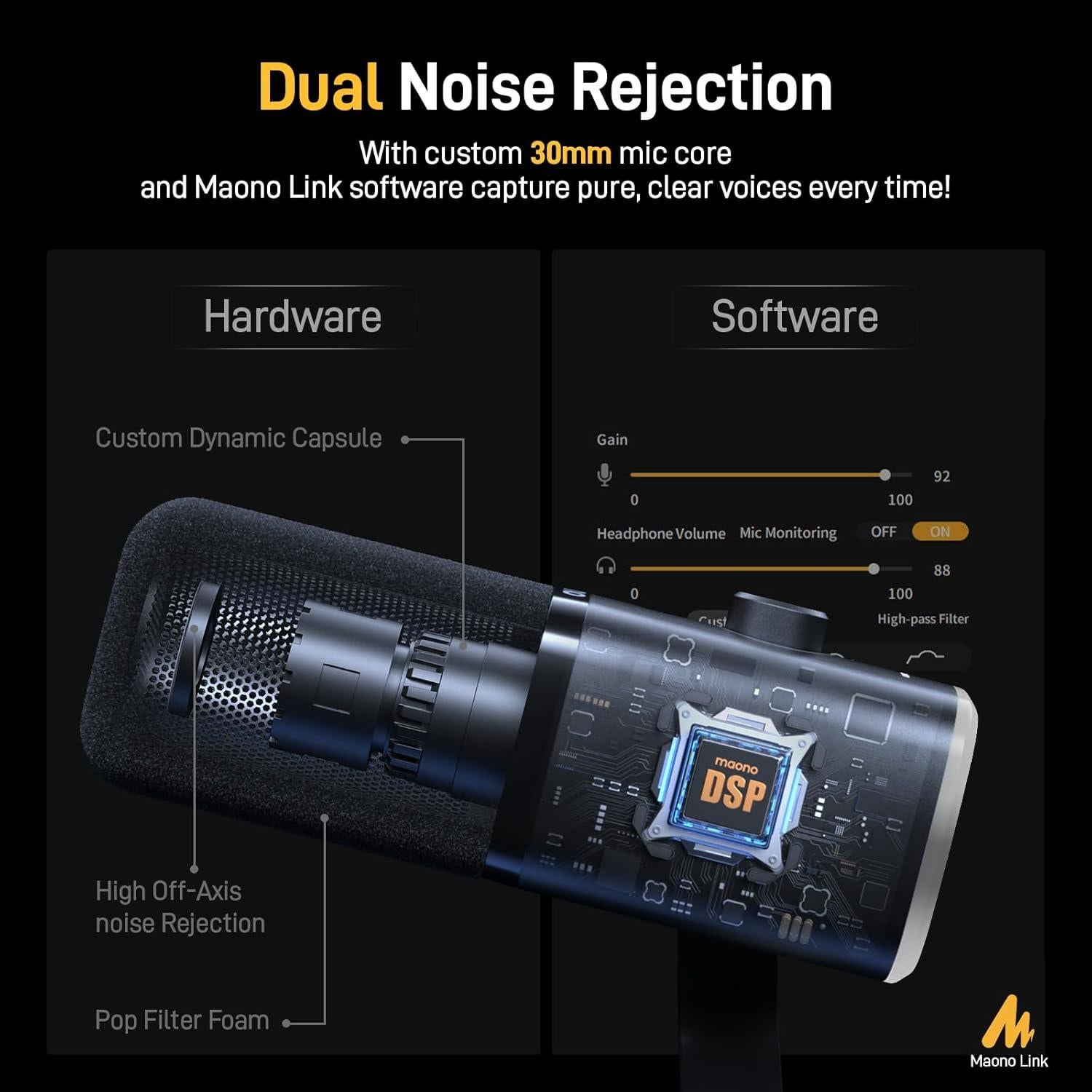 Micrófono Dinámico MAONO PD100X USB/XLR con RGB