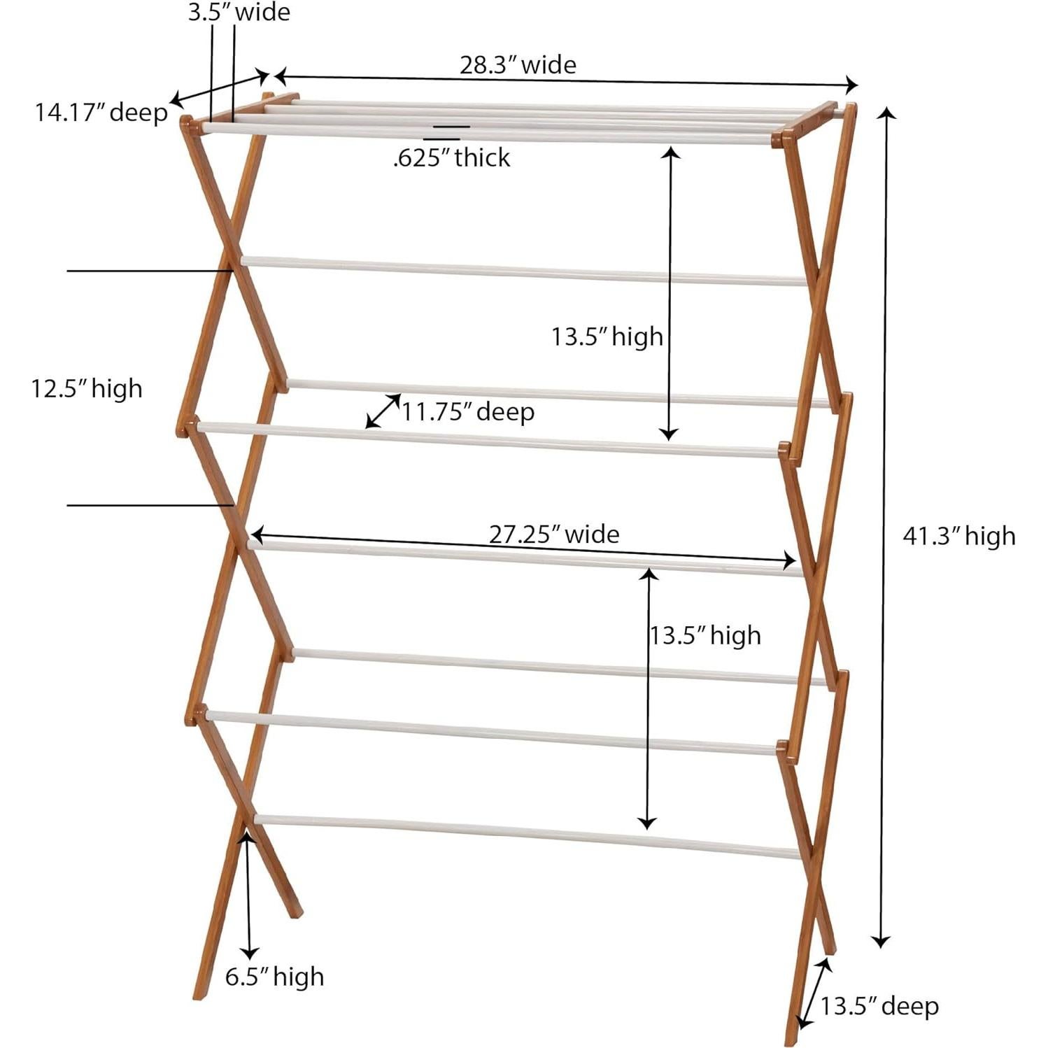 Estante de Secado de Ropa Plegable Bambú Household Essentials