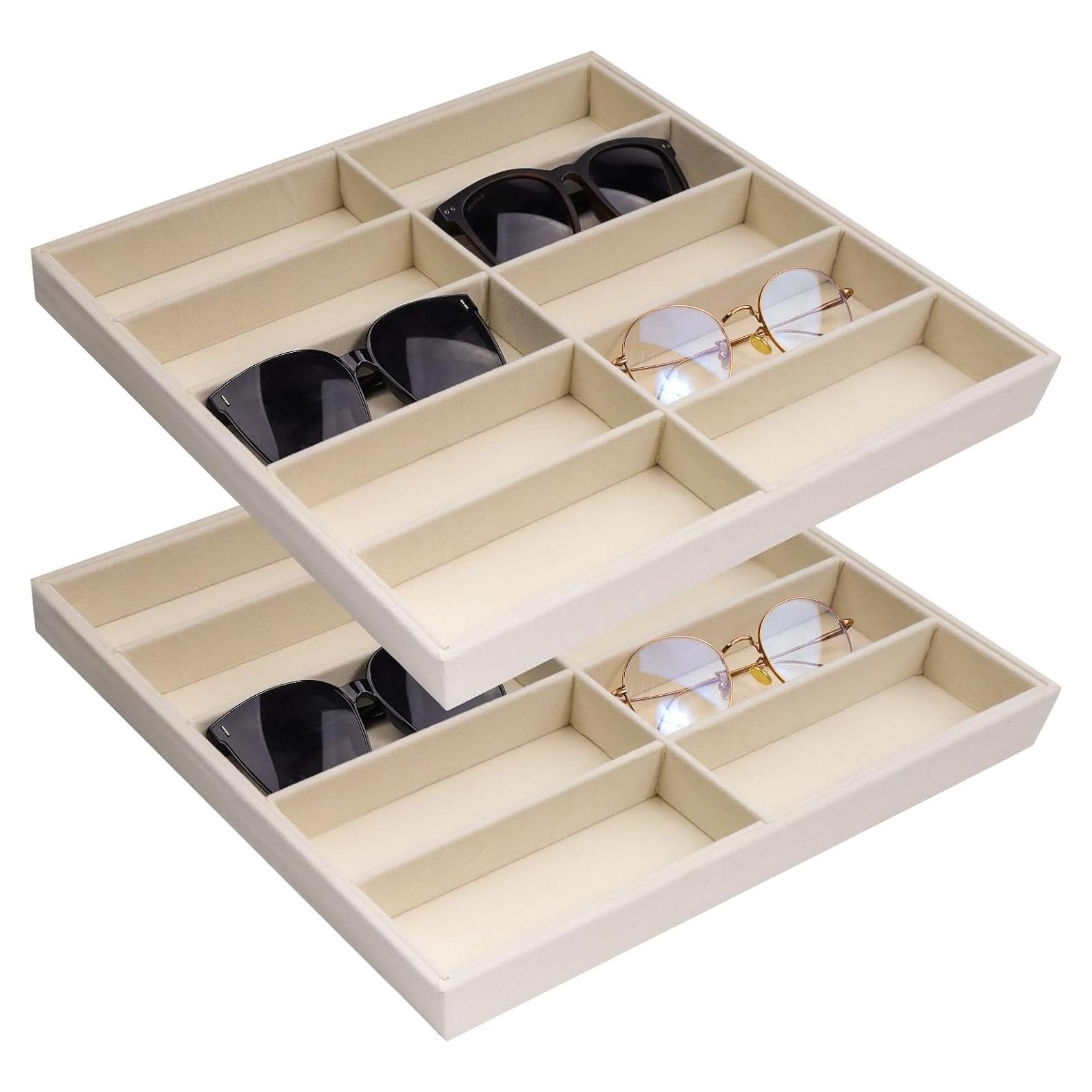 Organizador de Gafas LovelyPaws 2 Pcs Terciopelo Beige 36x32x4 cm