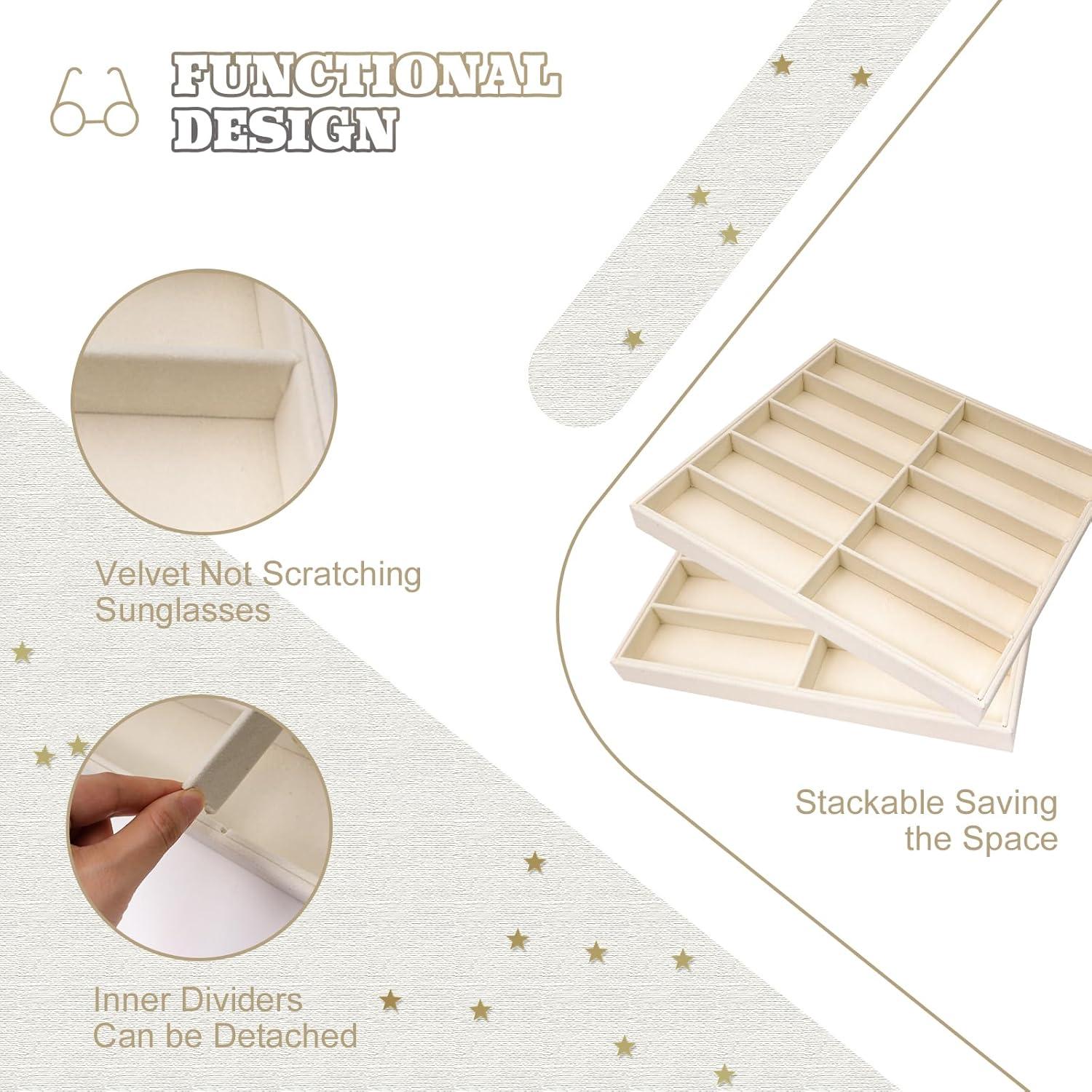 Organizador de Gafas LovelyPaws 2 Pcs Terciopelo Beige 36x32x4 cm