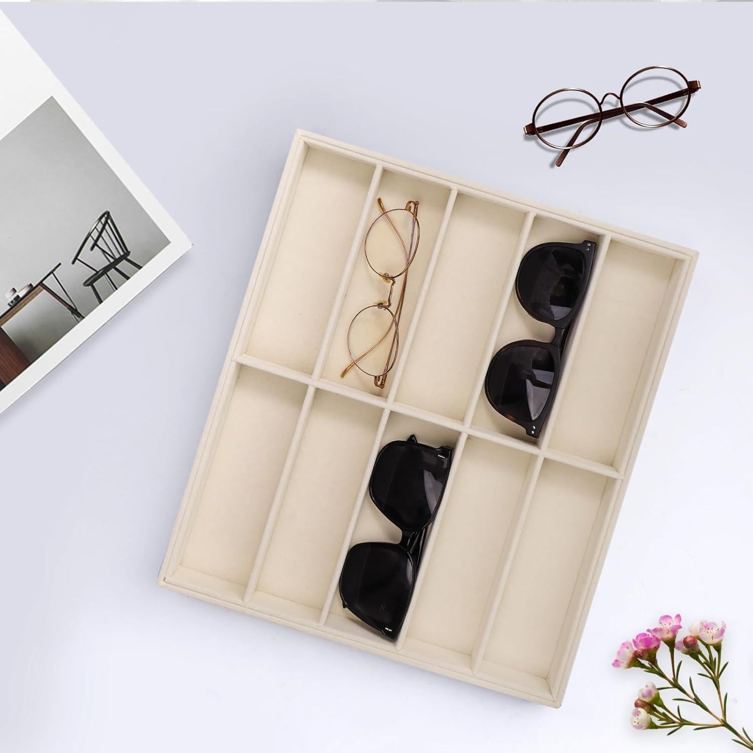 Organizador de Gafas LovelyPaws 2 Pcs Terciopelo Beige 36x32x4 cm