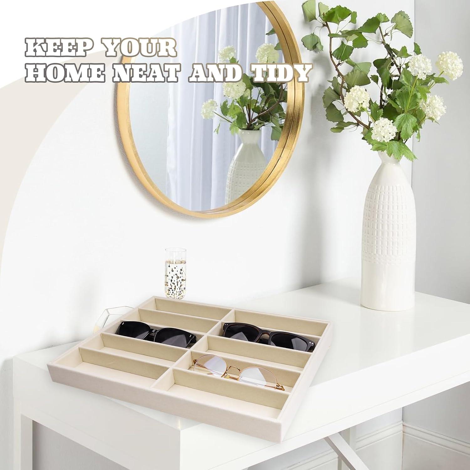 Organizador de Gafas LovelyPaws 2 Pcs Terciopelo Beige 36x32x4 cm