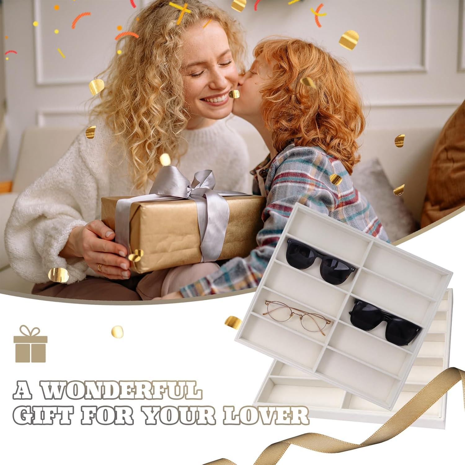 Organizador de Gafas LovelyPaws 2 Pcs Terciopelo Beige 36x32x4 cm