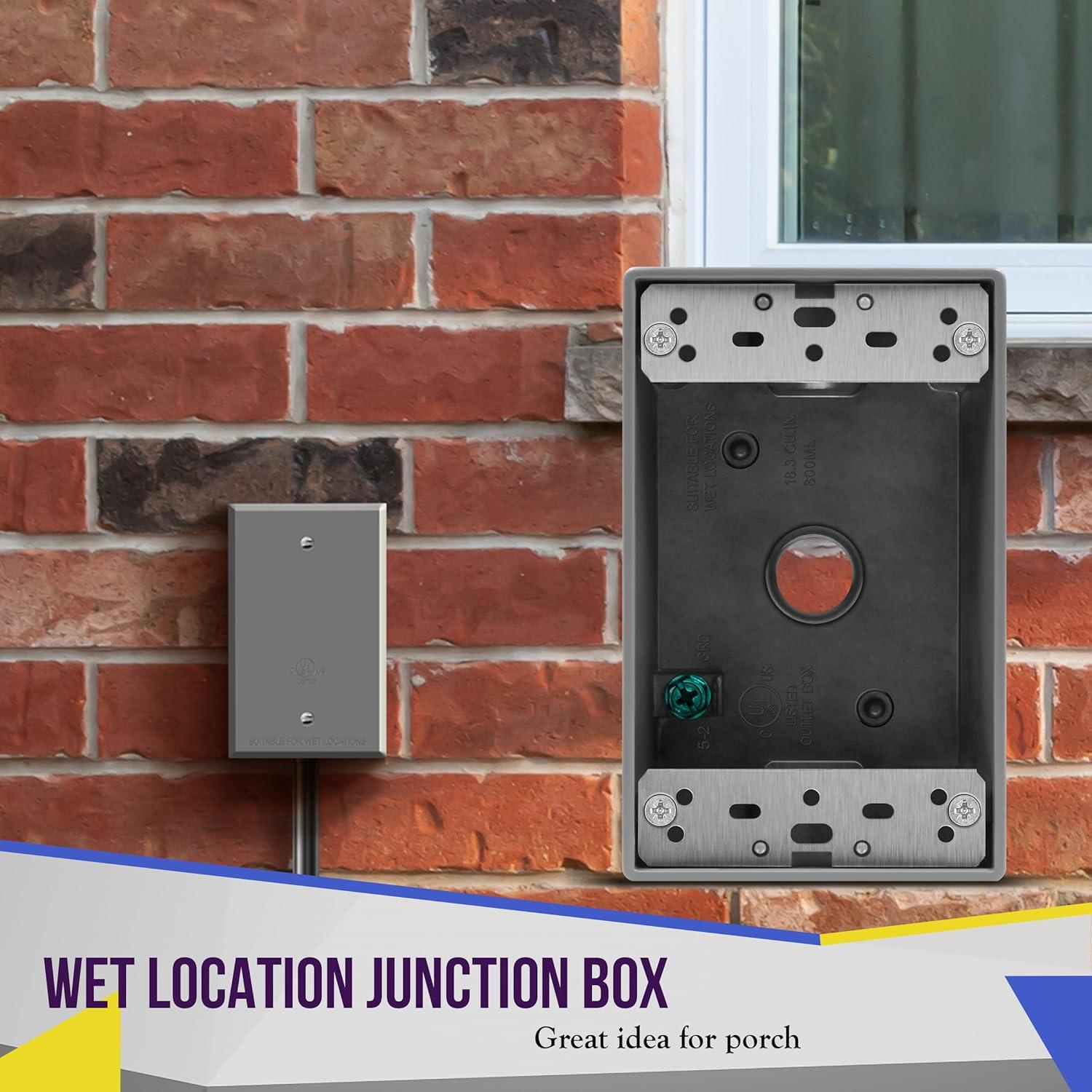 Caja de Salida a Prueba de Climas ENERLITES 1-Gang 3 Salidas 12.7mm