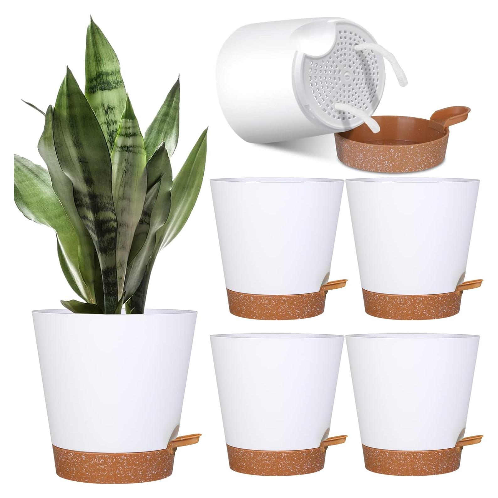 Paquete de 5 Macetas Autorriego Mckanti 15 cm Blancas