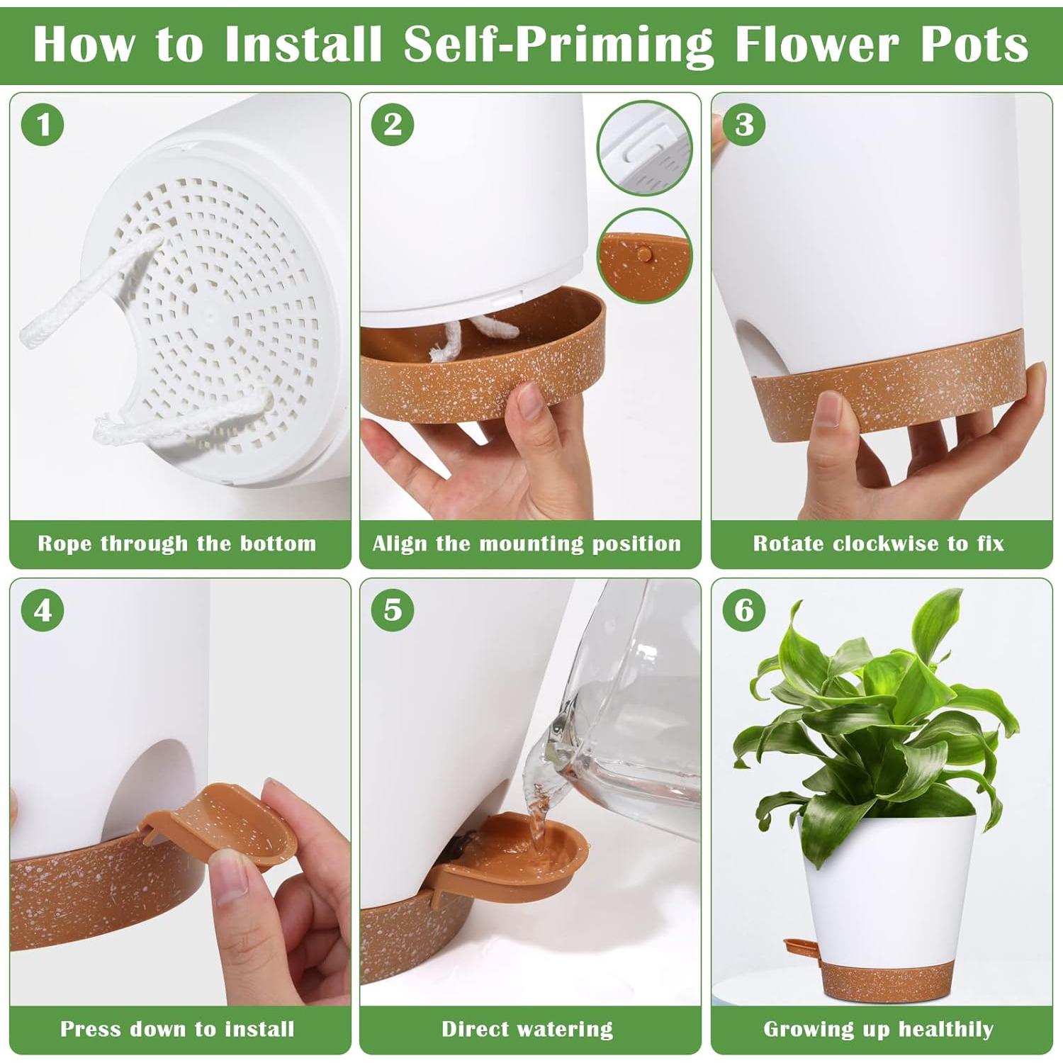 Paquete de 5 Macetas Autorriego Mckanti 15 cm Blancas