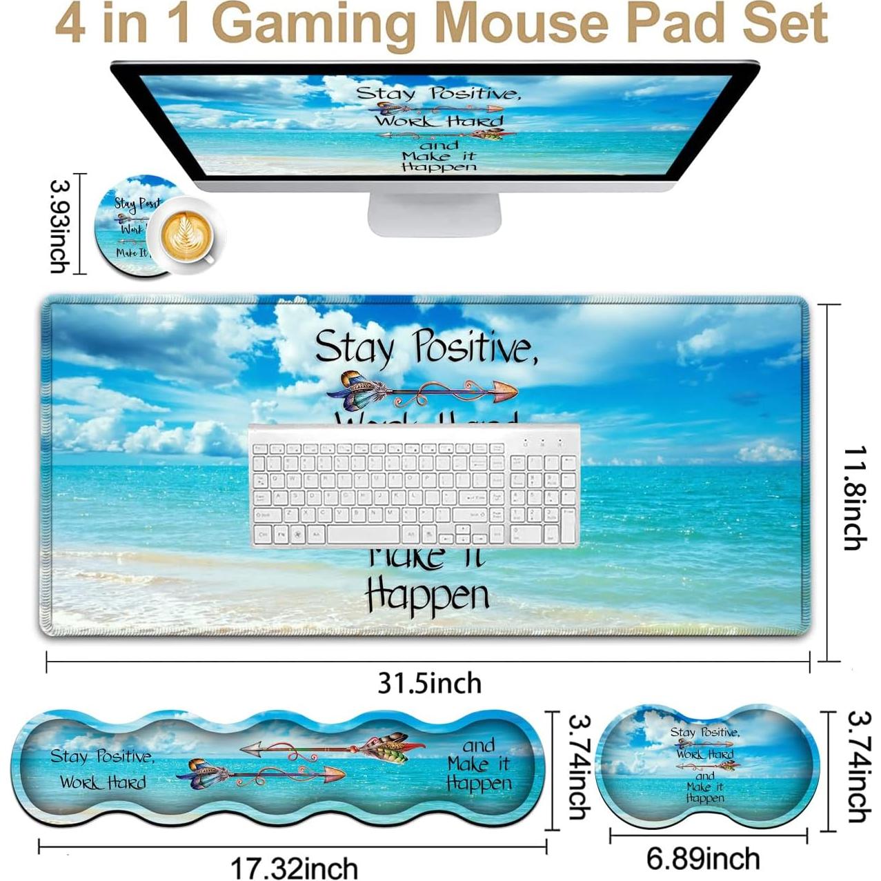 Set Reposamuñecas Ergonómico JVGFYNKL + Alfombrilla XXL 80x30cm