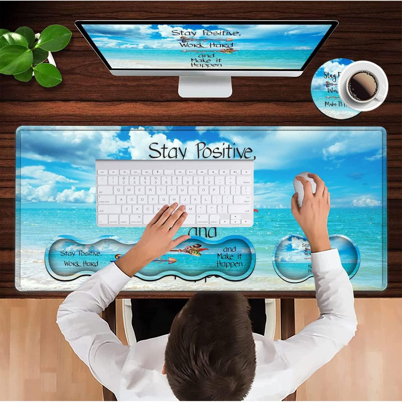 Set Reposamuñecas Ergonómico JVGFYNKL + Alfombrilla XXL 80x30cm