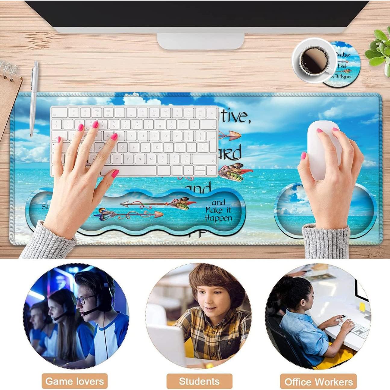 Set Reposamuñecas Ergonómico JVGFYNKL + Alfombrilla XXL 80x30cm