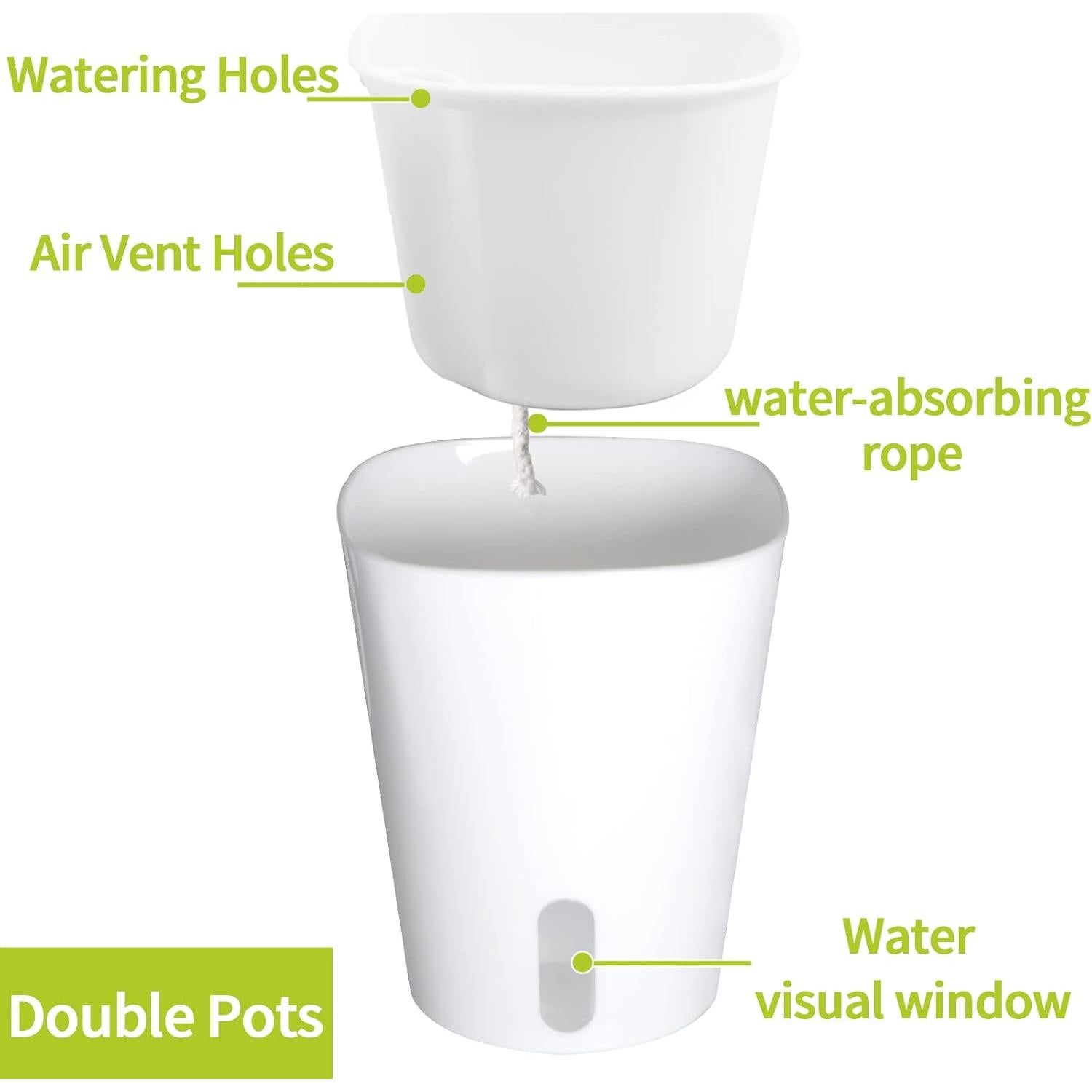 Macetas Autorriego TCBWFY 7,6 cm - 10 Juegos con Nivel Agua