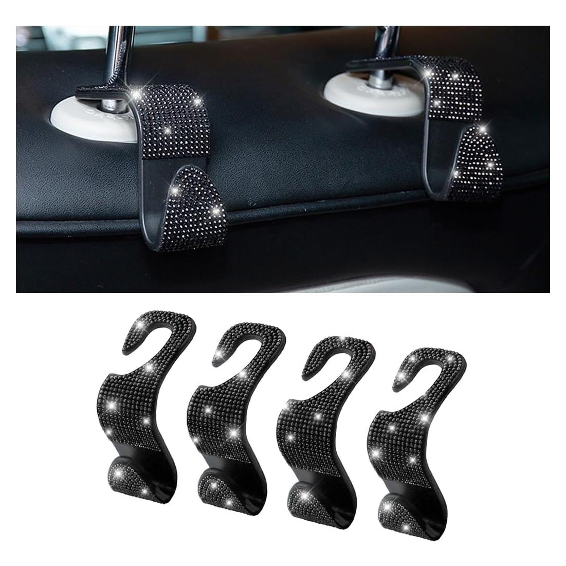 4 Ganchos para Reposacabezas de Auto Osilly - Strass Negro