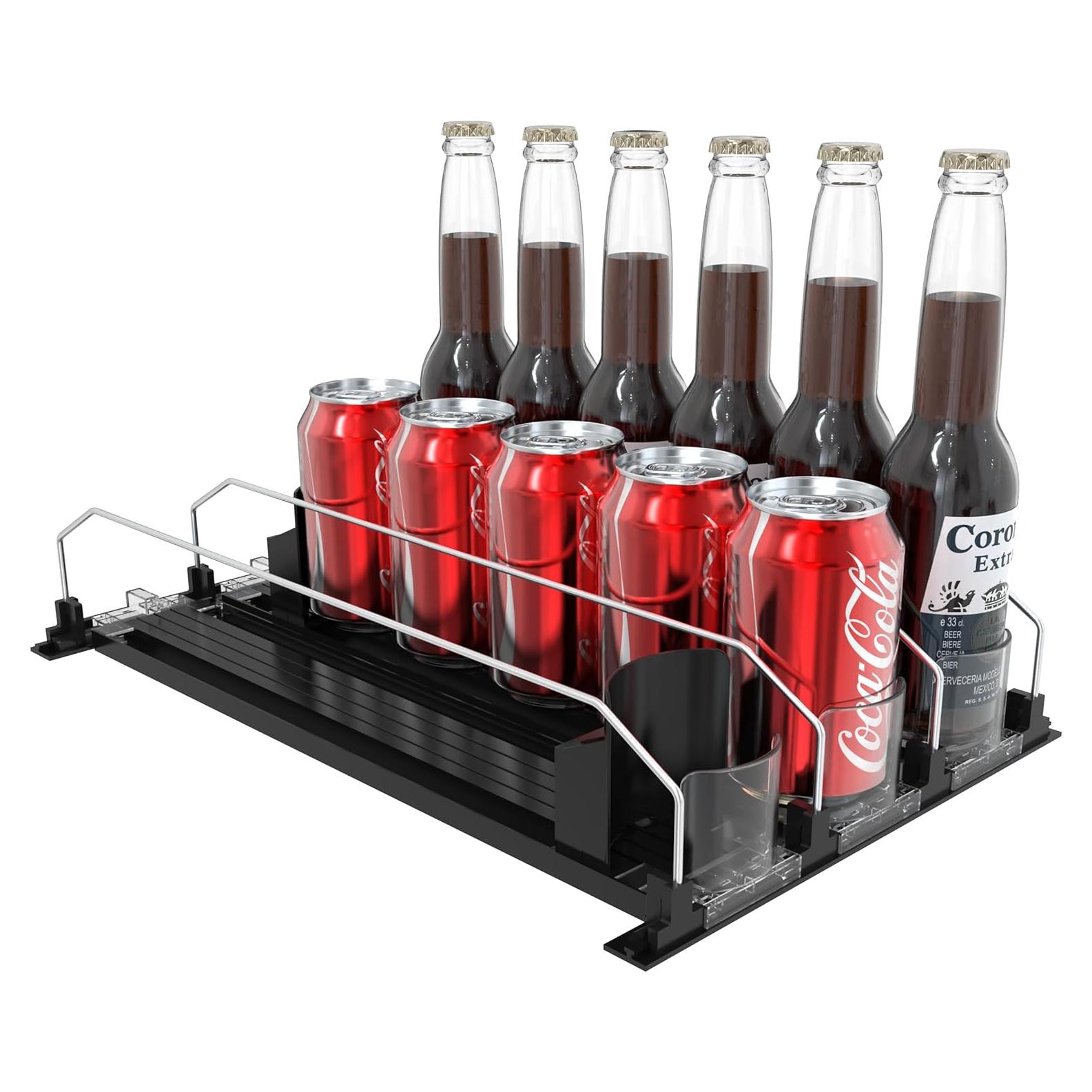 Organizador de Bebidas Hmdivor 3 Filas Negro para Nevera