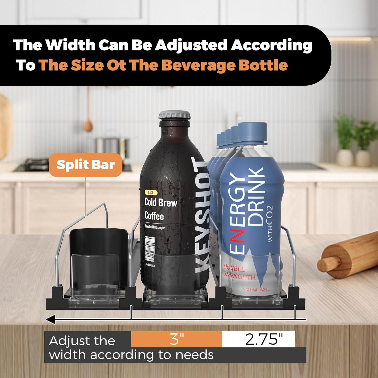 Organizador de Bebidas Hmdivor 3 Filas Negro para Nevera