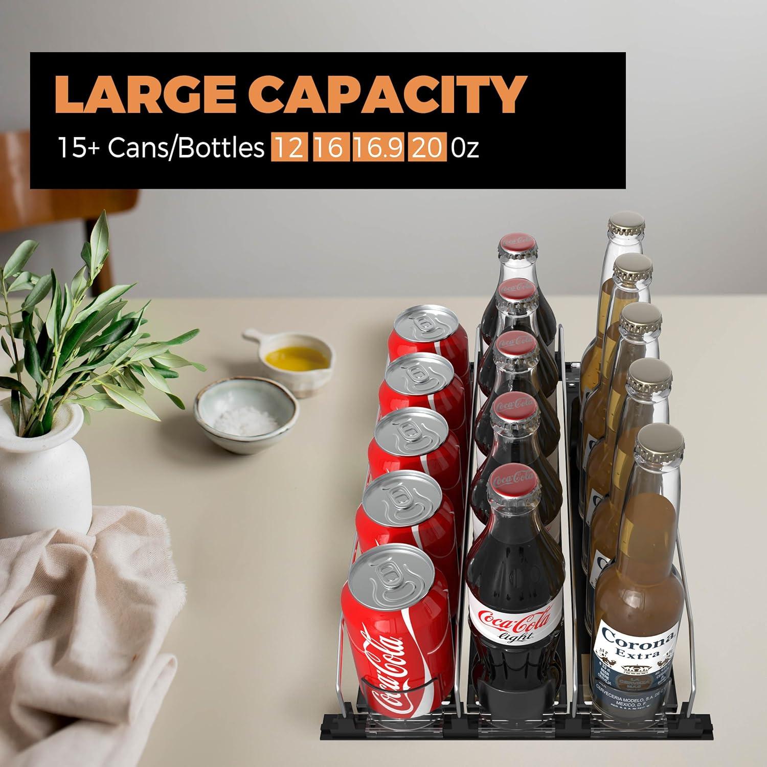 Organizador de Bebidas Hmdivor 3 Filas Negro para Nevera