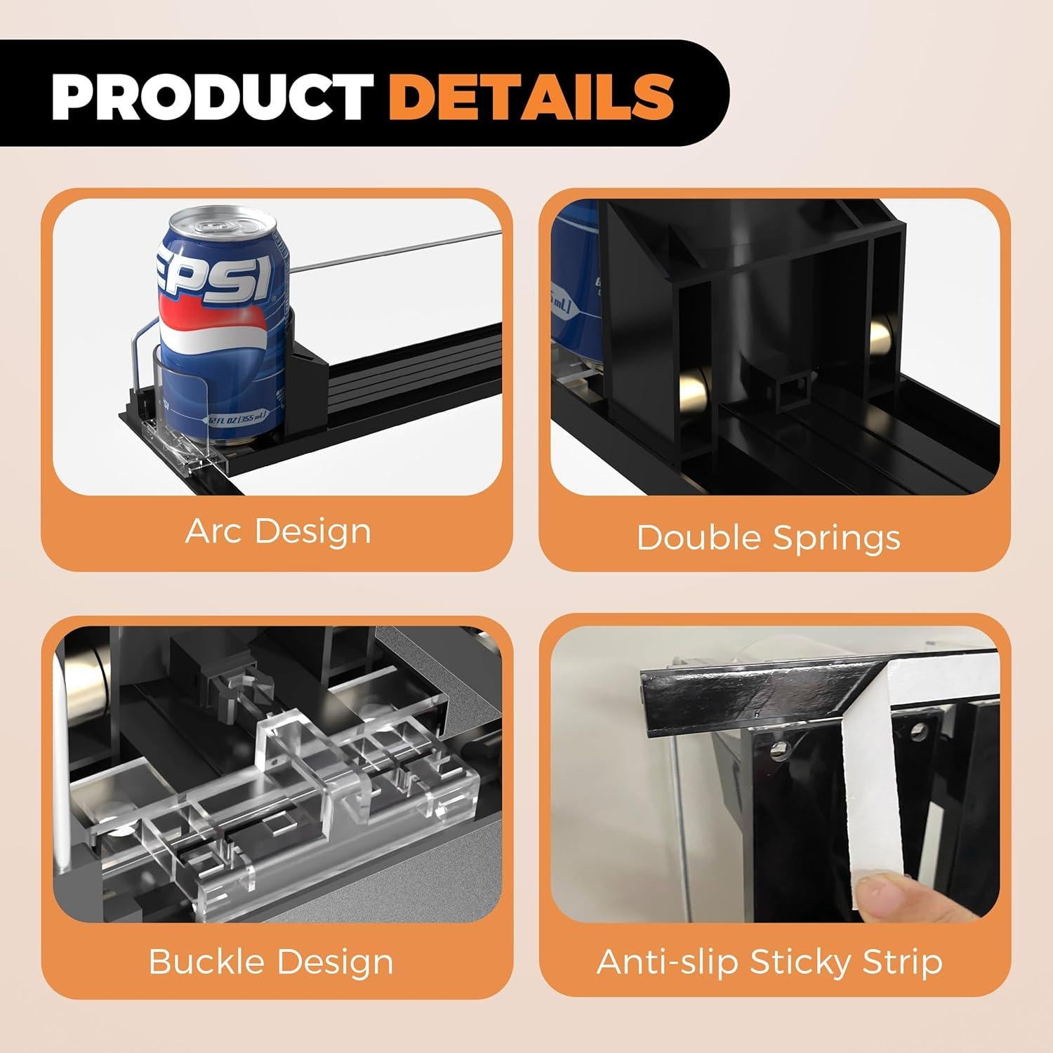 Organizador de Bebidas Hmdivor 3 Filas Negro para Nevera