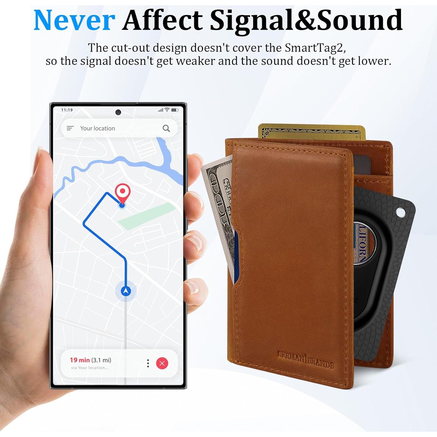 Soporte de Billetera para Samsung SmartTag2 - Funda Ultra Delgado Blanco