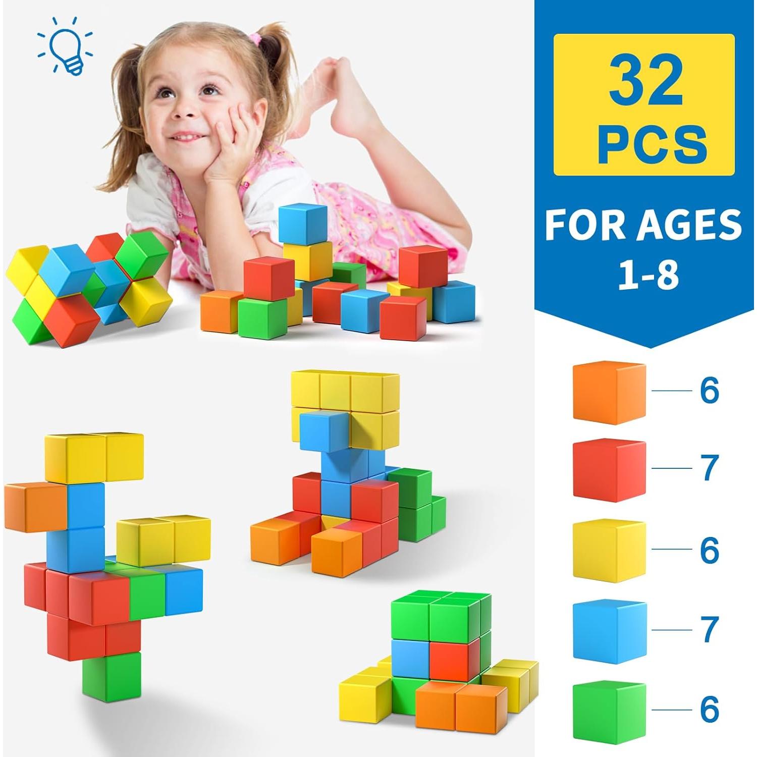 Bloques Magnéticos Feoxialy 32pcs 3,61 cm Juguetes Niños