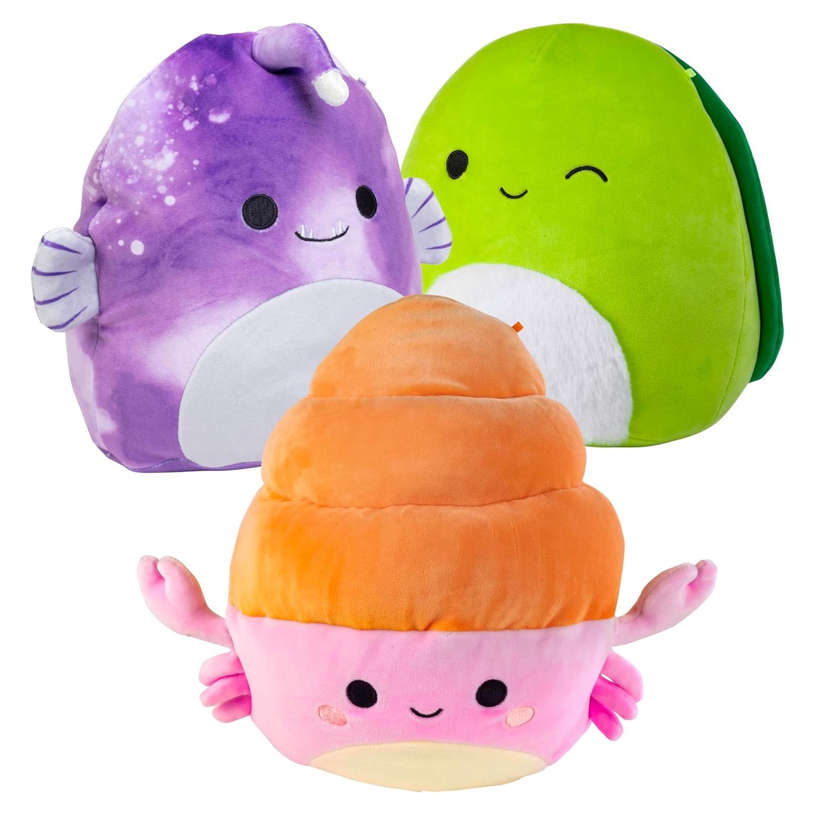 Paquete de 3 Squishmallows Jazwares - Cangrejo, Pez, Tortuga 25.4 cm