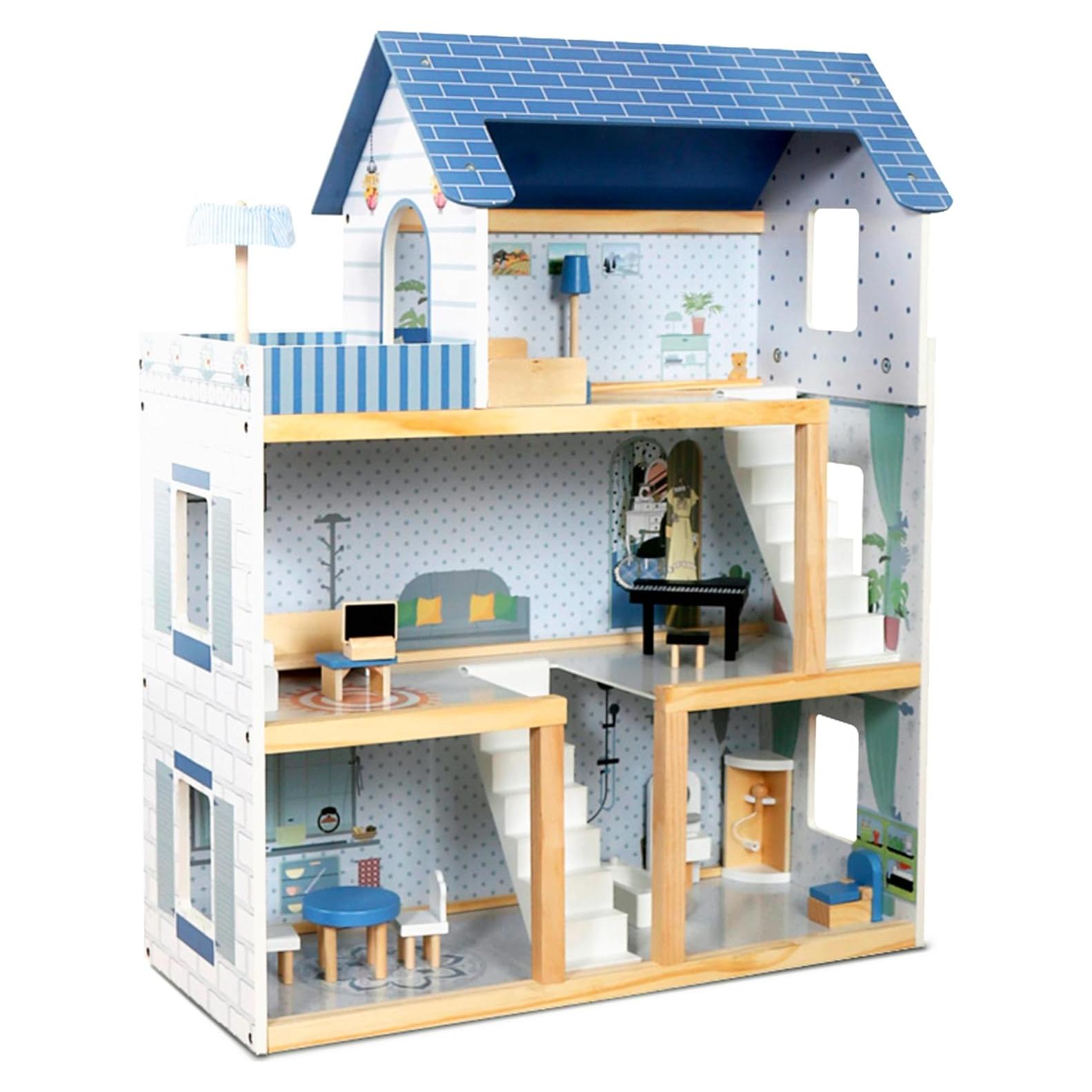 Casa de Muñecas de Madera Lil' Jumbl 3 Pisos con 17 Accesorios