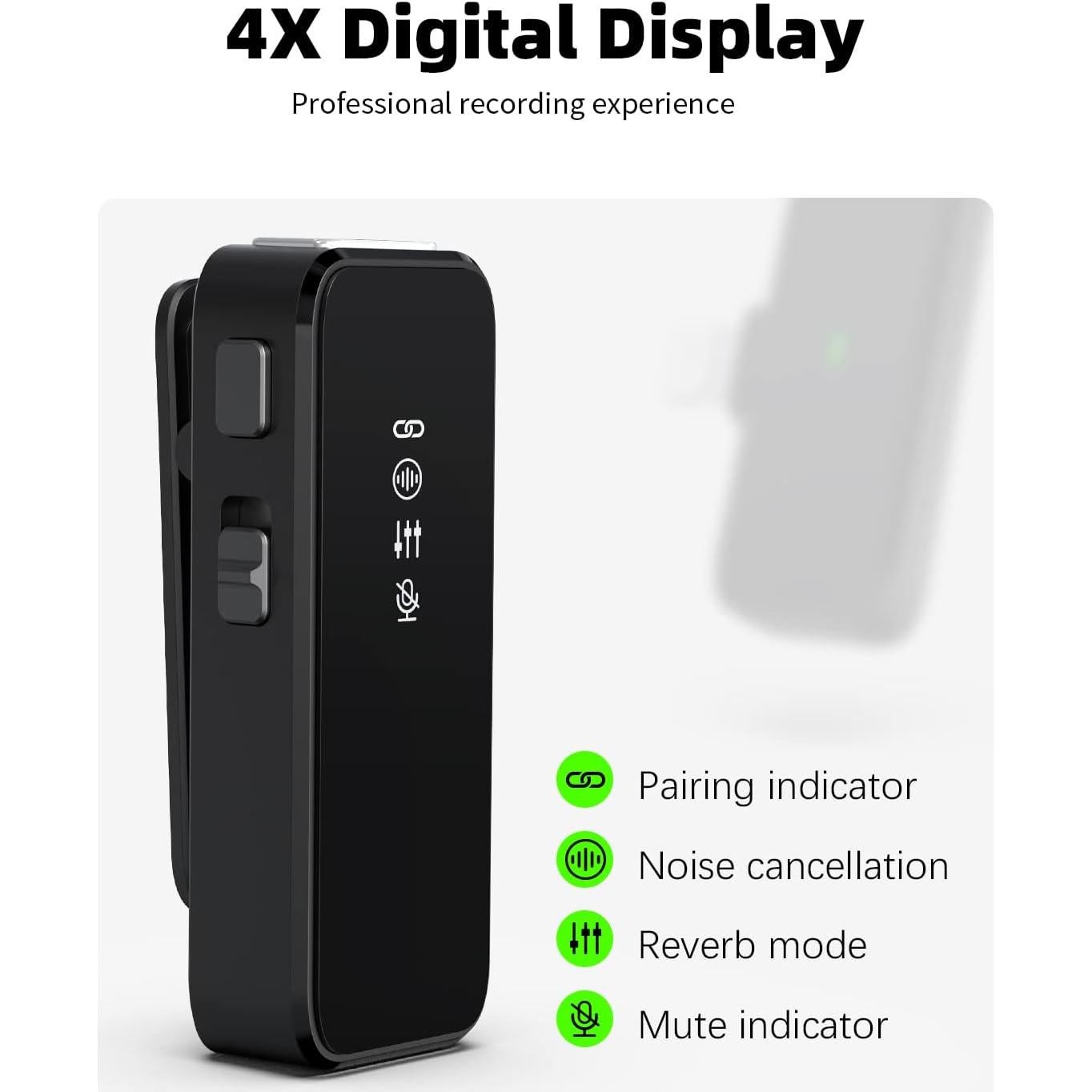 Micrófono Lavalier Inalámbrico Rythflo USB-C 30m 18h Batería