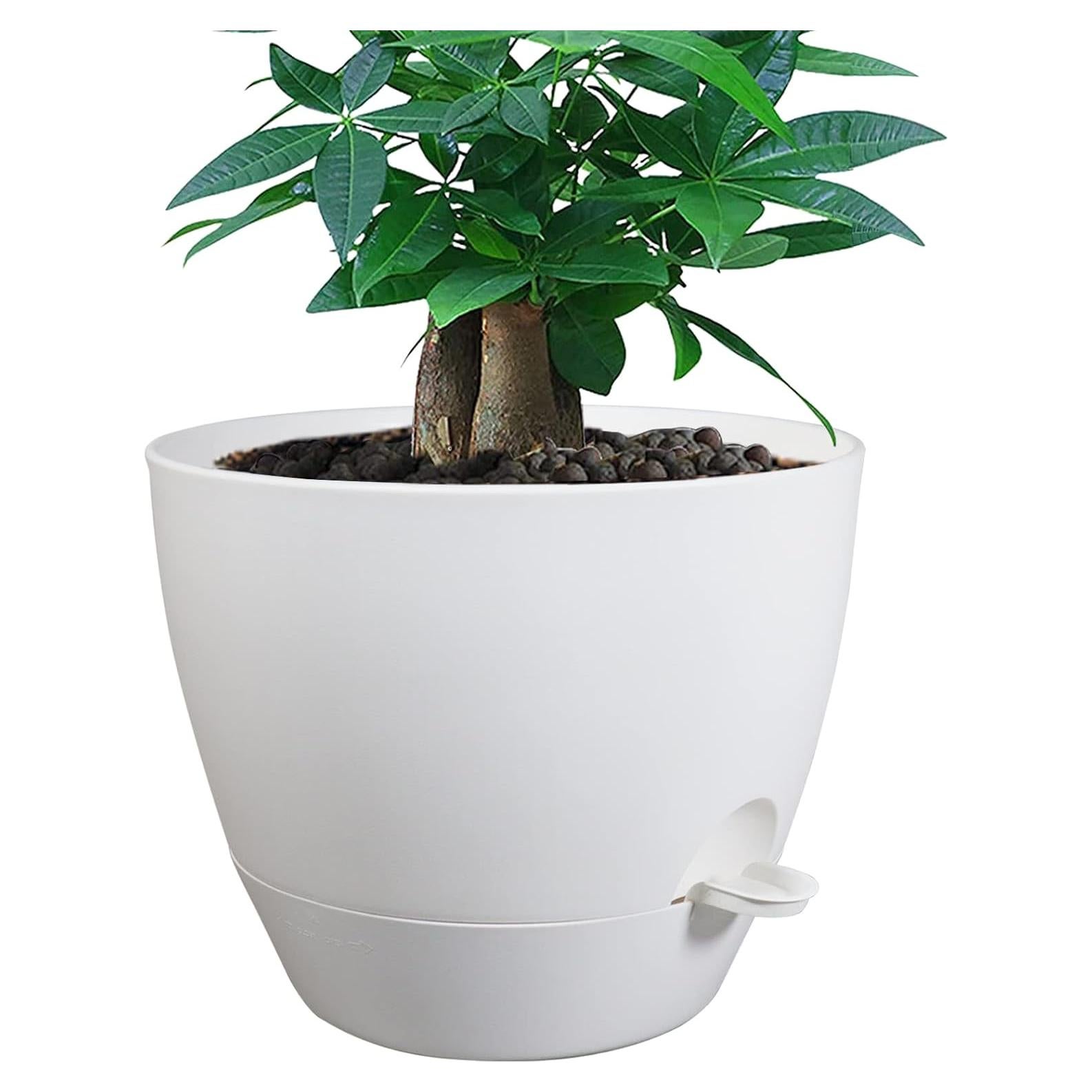 Maceta Autorriego UOUZ 30 cm Blanco con Drenaje y Reservorio