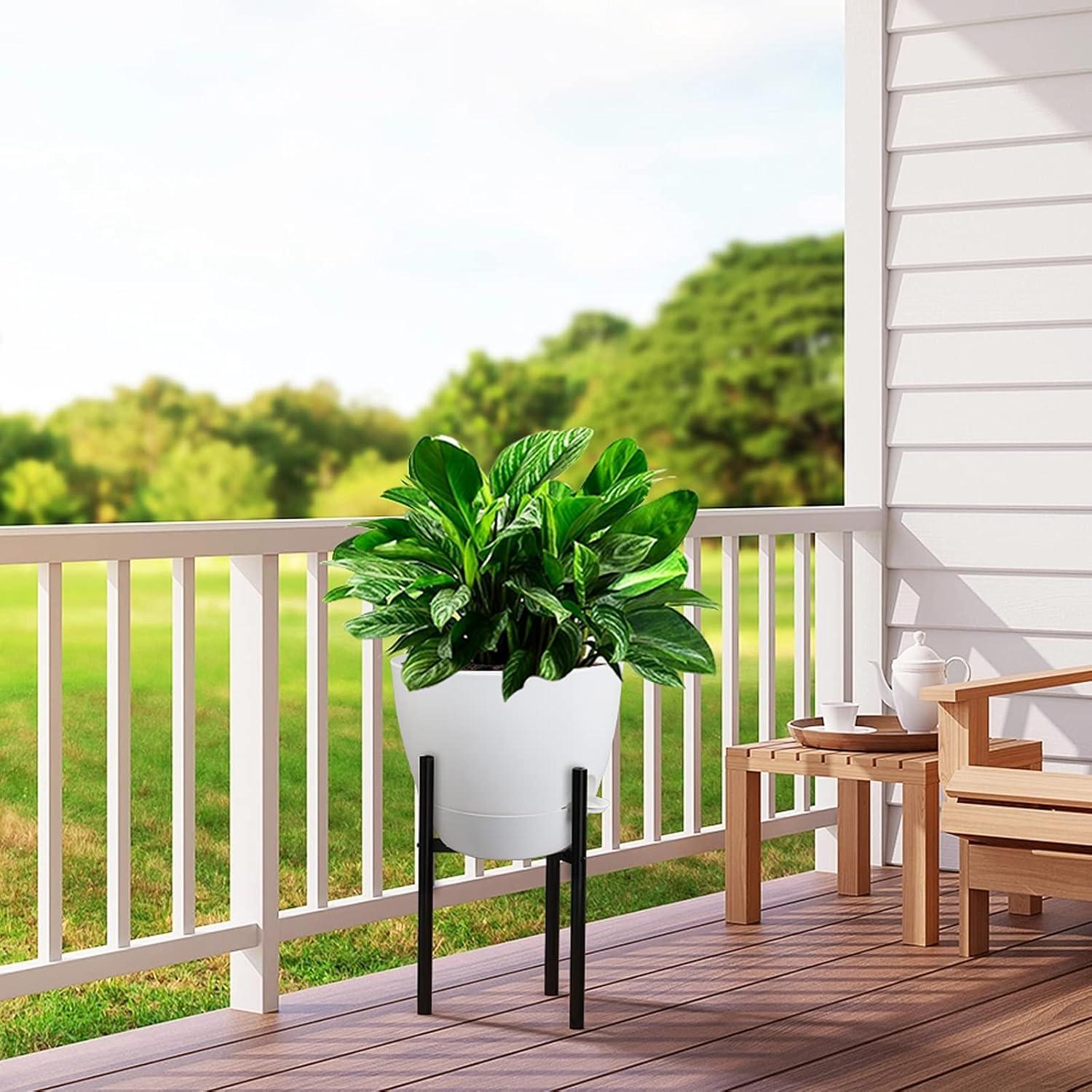 Maceta Autorriego UOUZ 30 cm Blanco con Drenaje y Reservorio