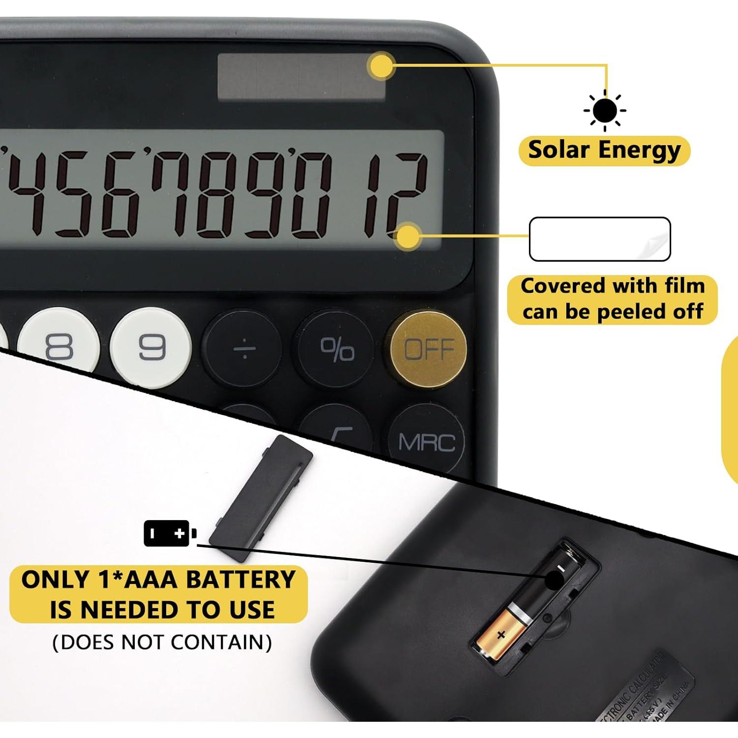 Calculadora Estándar UPIHO 12 Dígitos Pantalla Grande Negra