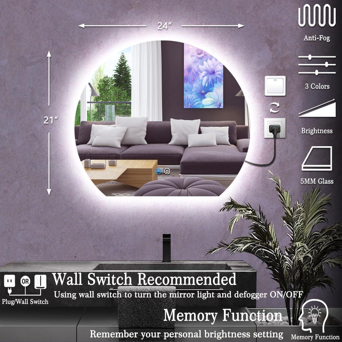 Espejo LED TiliKuly Media Ronda 53x61 cm Antiempañante