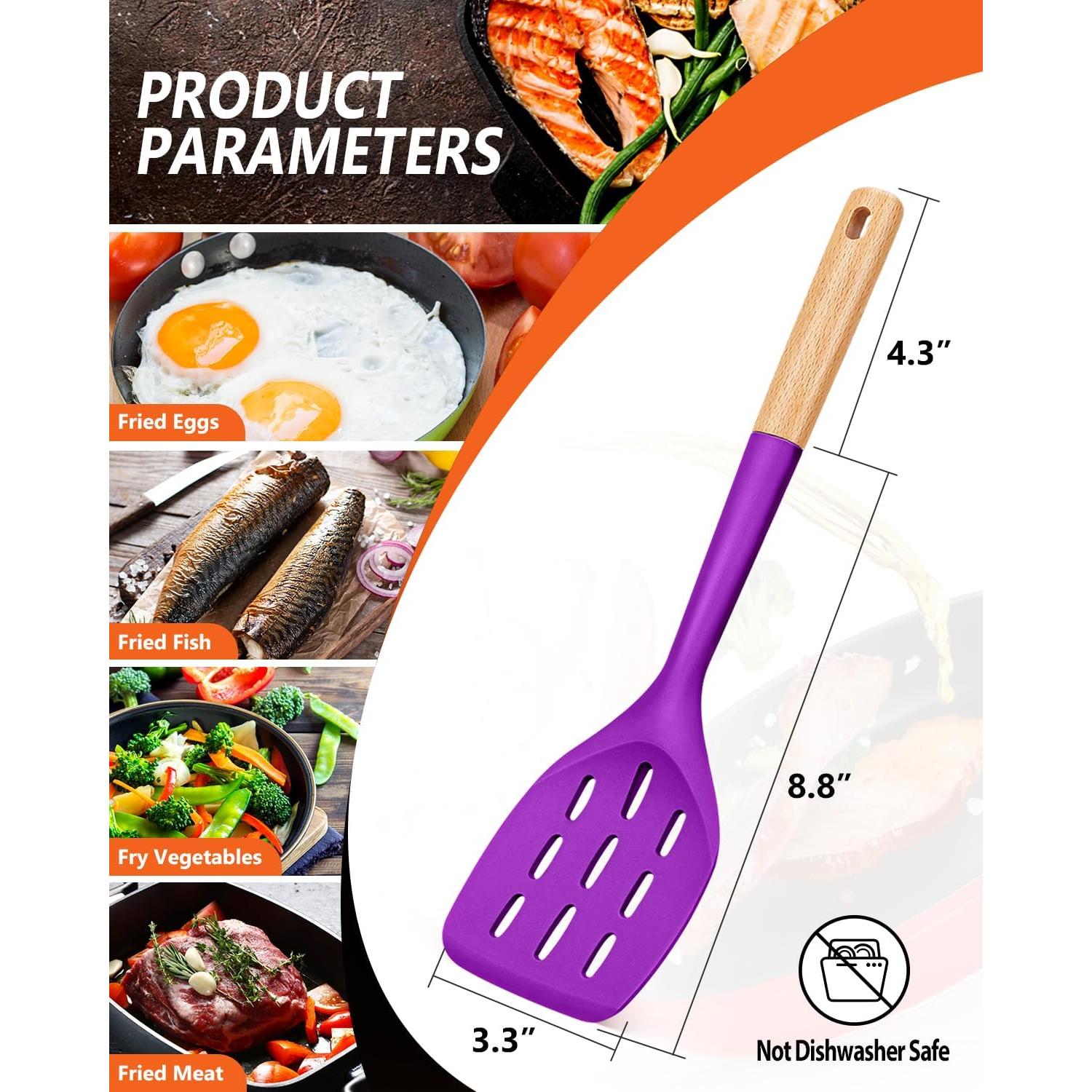 Juego de 2 Espátulas de Silicona Badiano con Mango de Madera