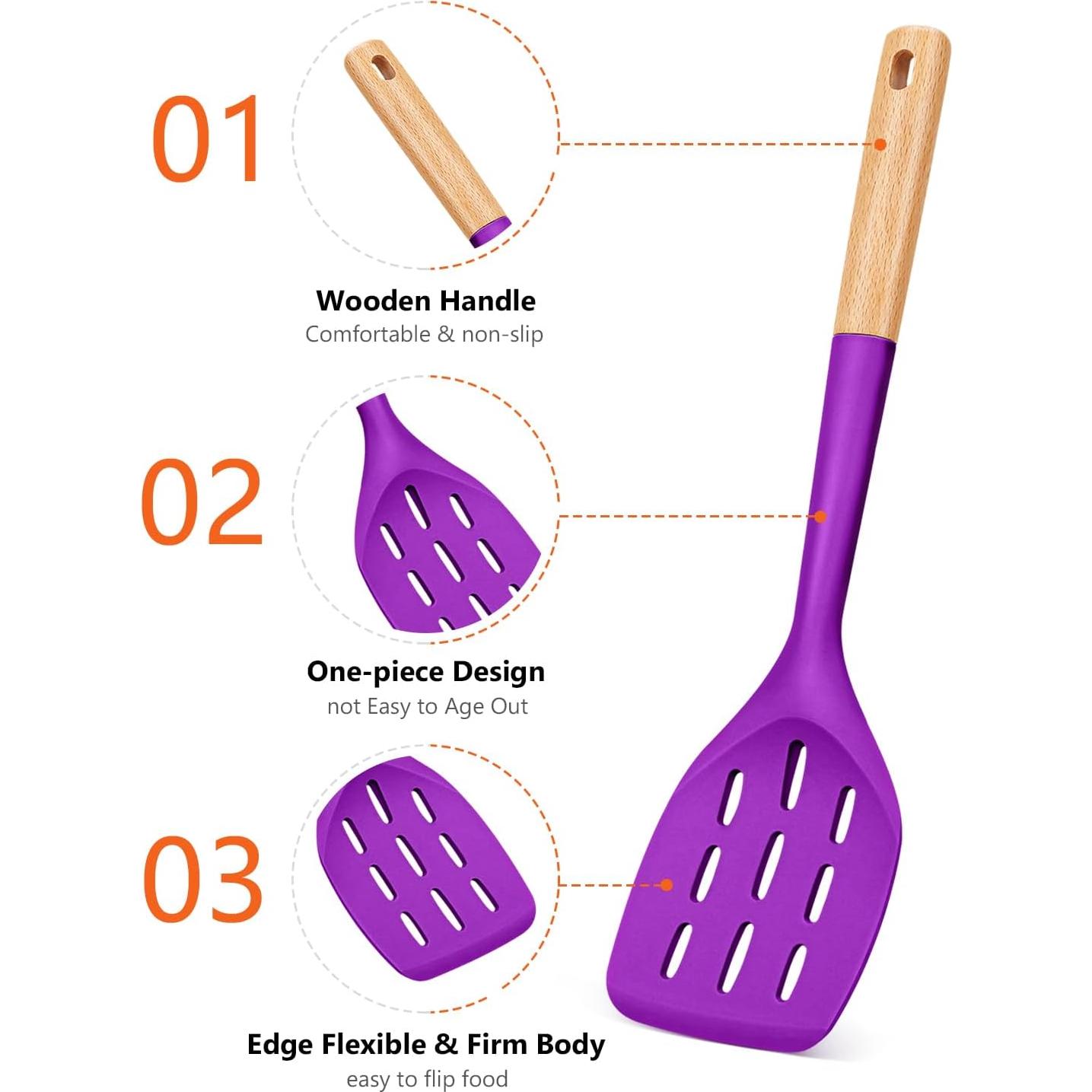 Juego de 2 Espátulas de Silicona Badiano con Mango de Madera