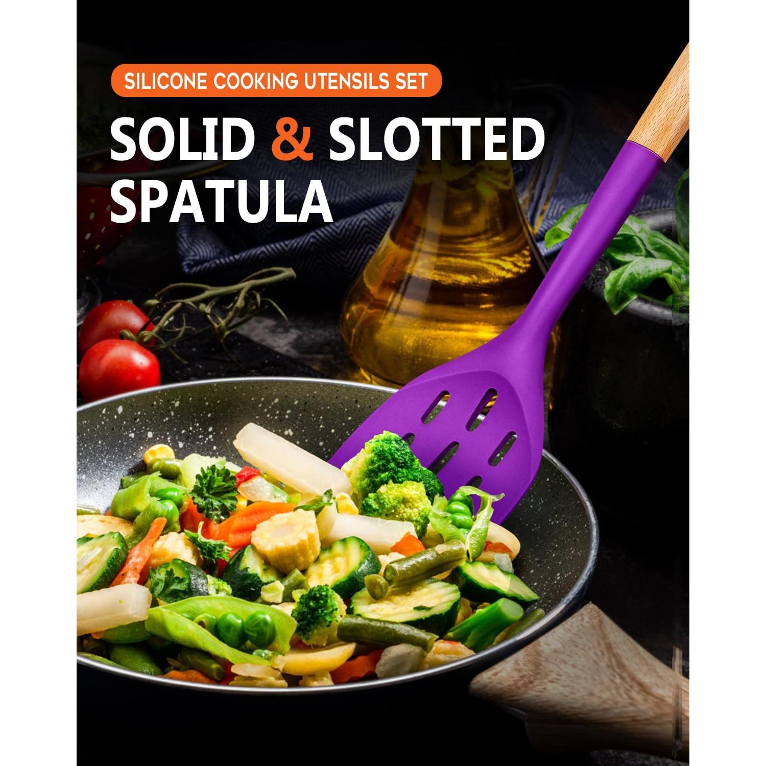 Juego de 2 Espátulas de Silicona Badiano con Mango de Madera