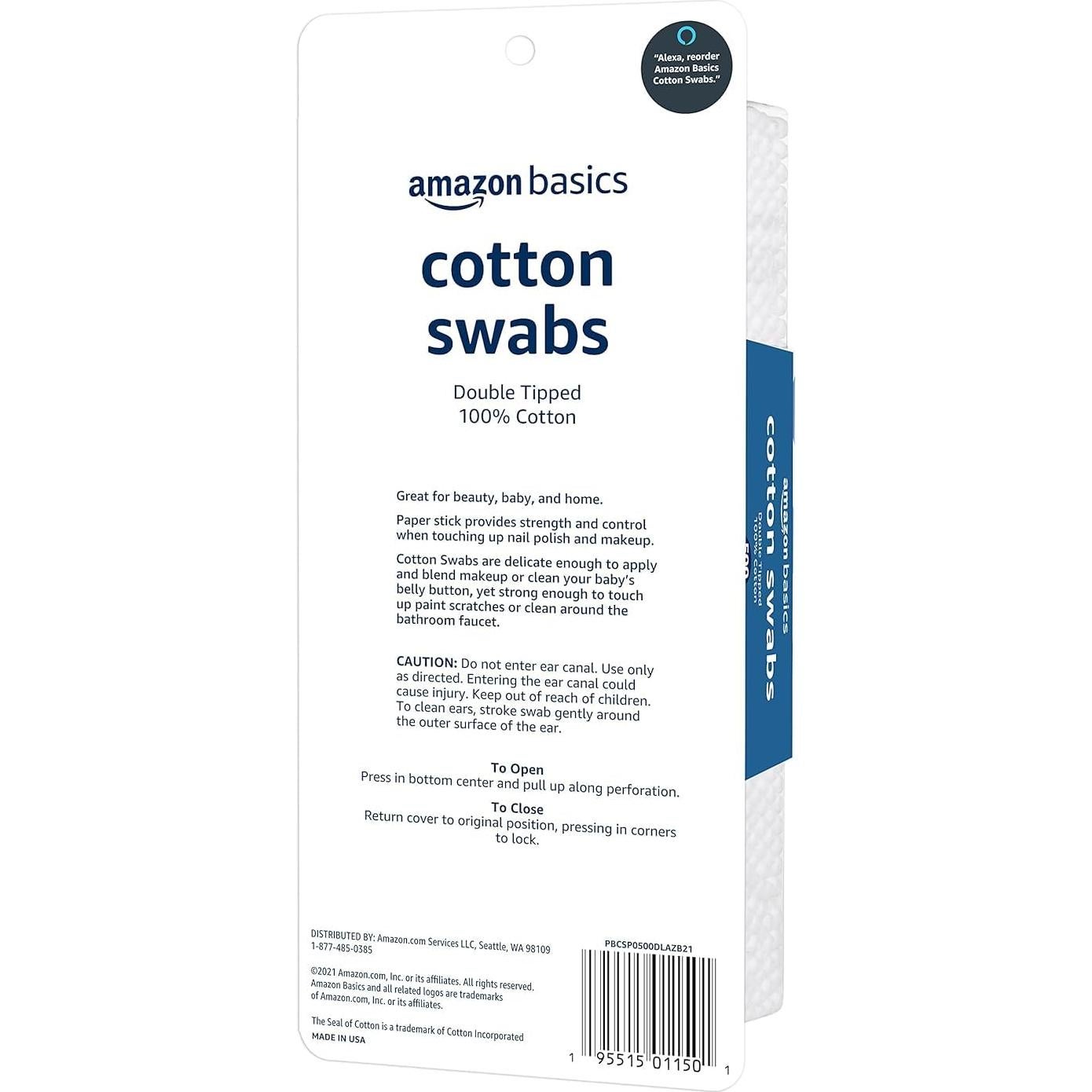 Hisopos de Algodón Amazon Basics 2000 Unidades Doble Punta