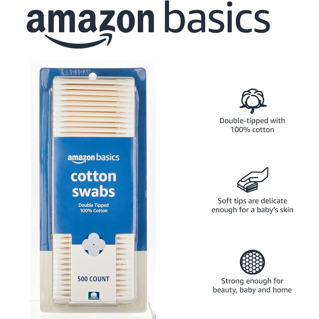 Hisopos de Algodón Amazon Basics 2000 Unidades Doble Punta