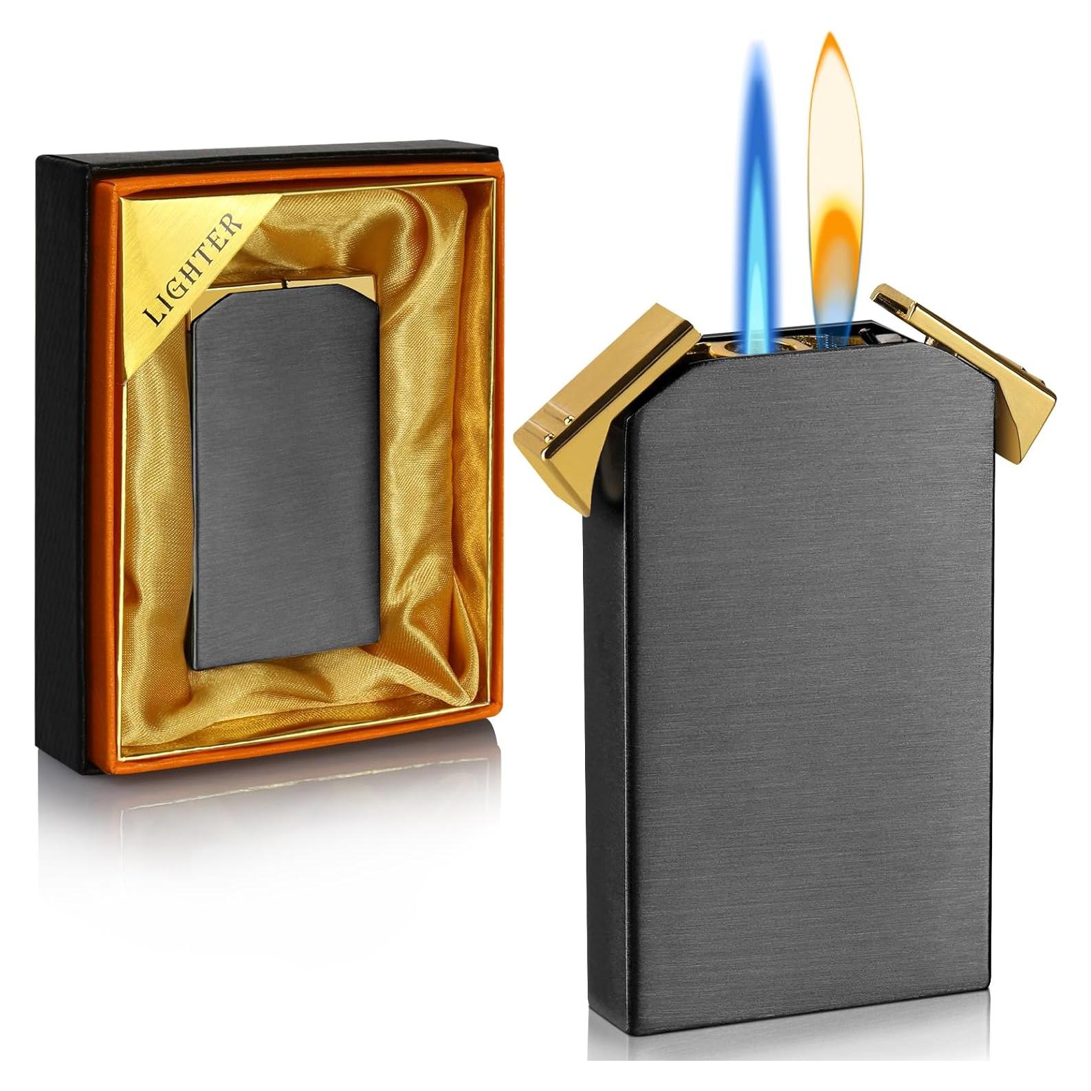 Encendedor Doble Llama Butano KANTION Negro Recargable