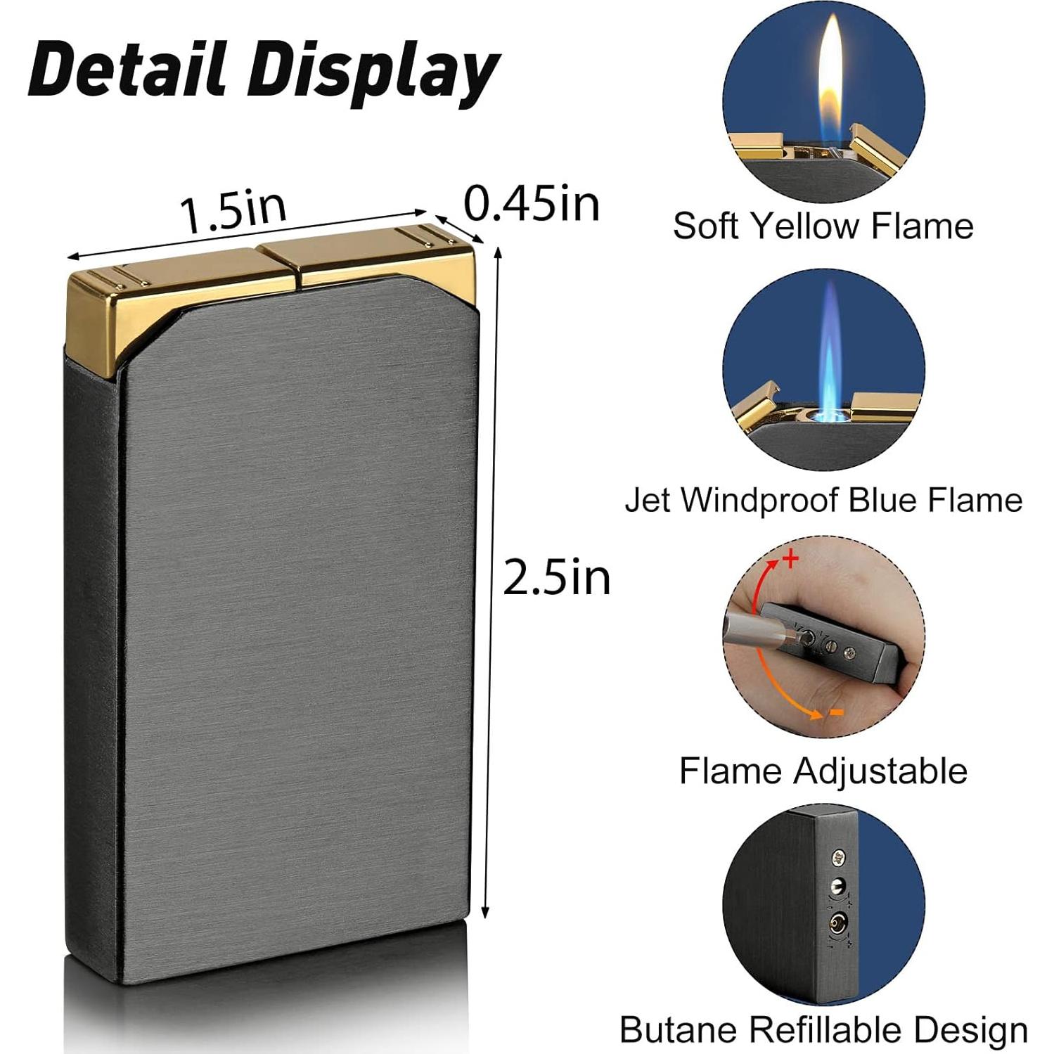 Encendedor Doble Llama Butano KANTION Negro Recargable