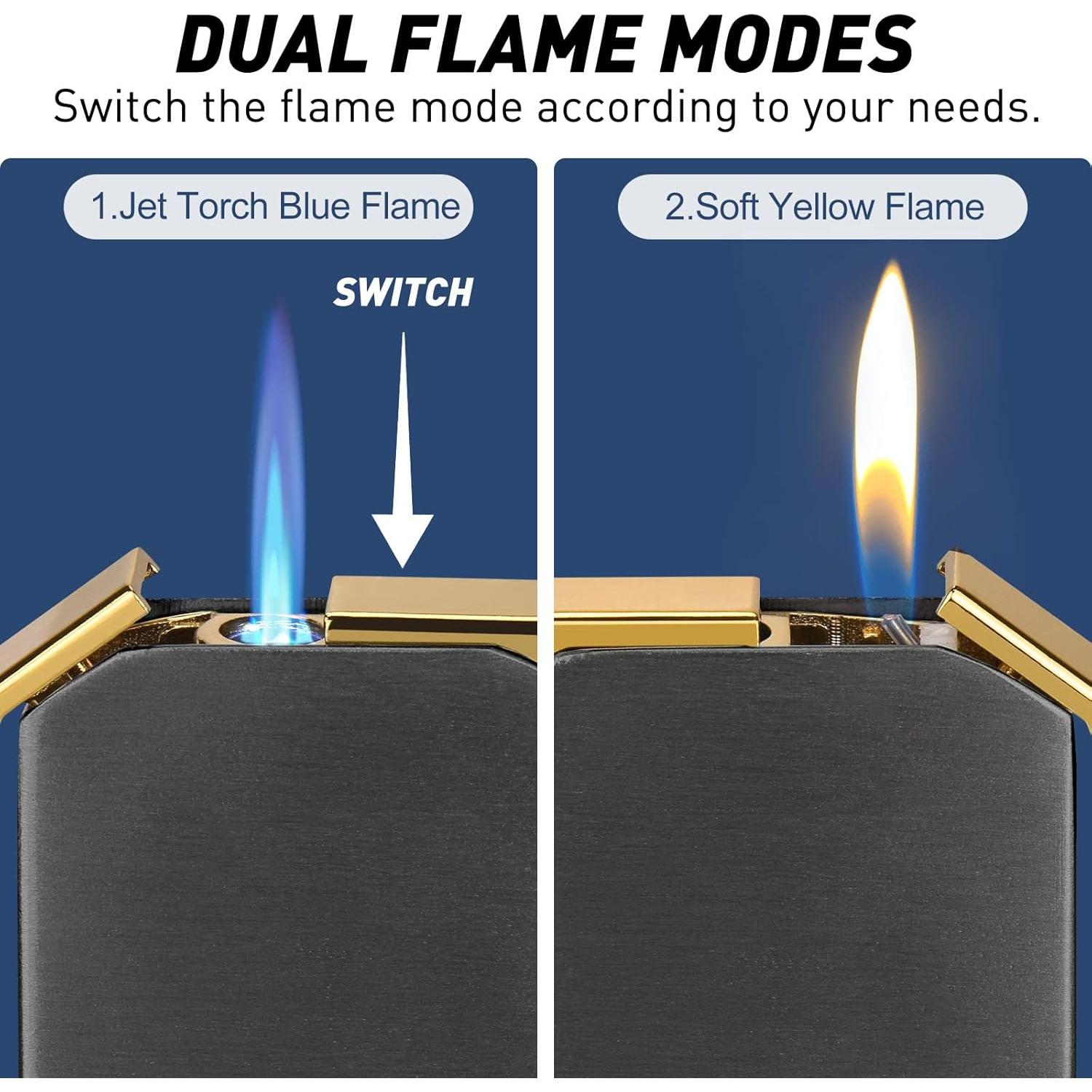 Encendedor Doble Llama Butano KANTION Negro Recargable