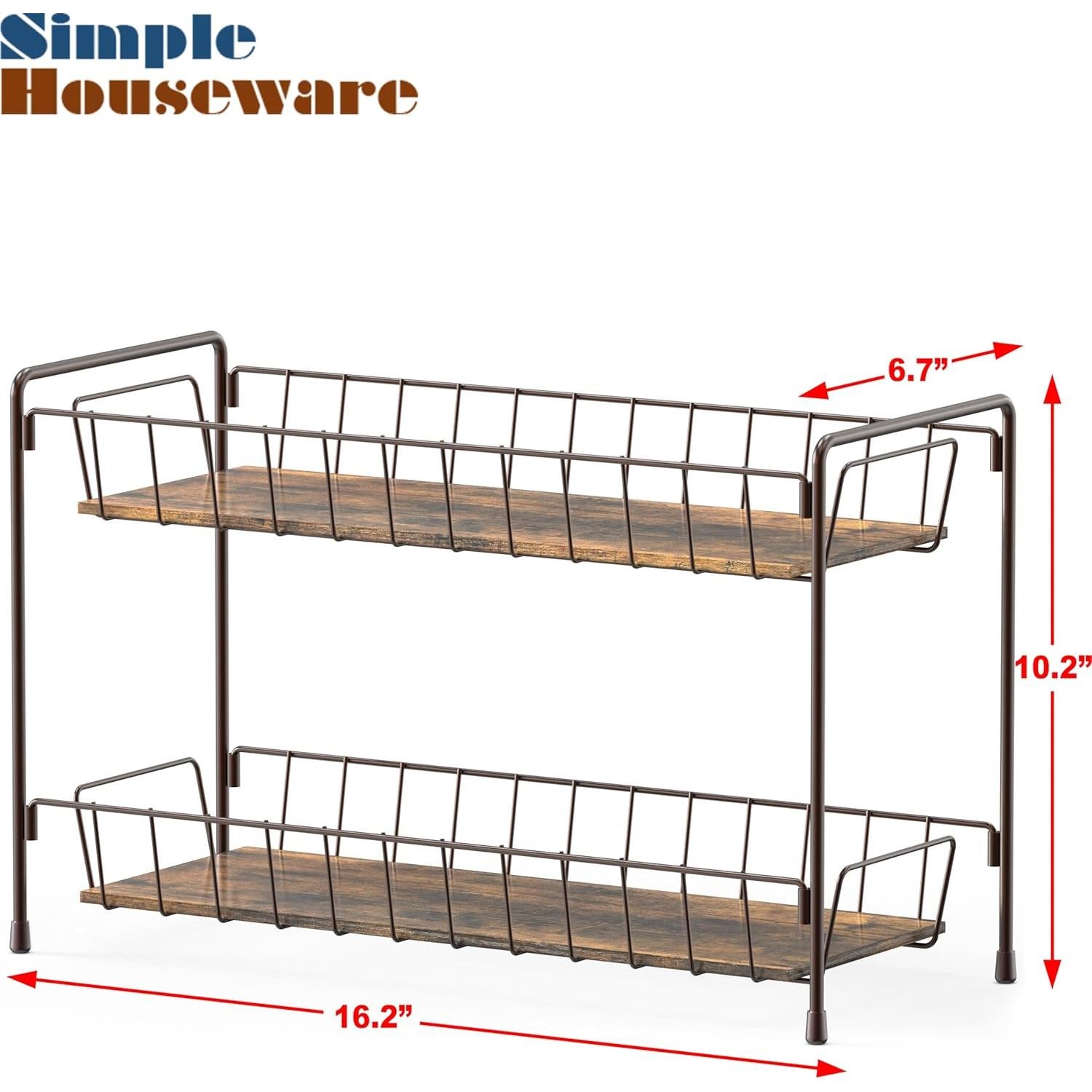 Organizador de Especias de 2 Niveles Simple Houseware - Acero Bronce