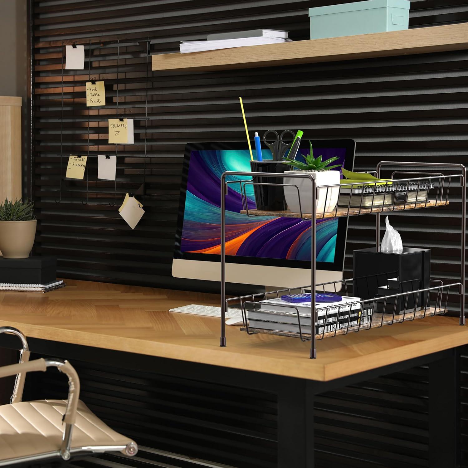 Organizador de Especias de 2 Niveles Simple Houseware - Acero Bronce