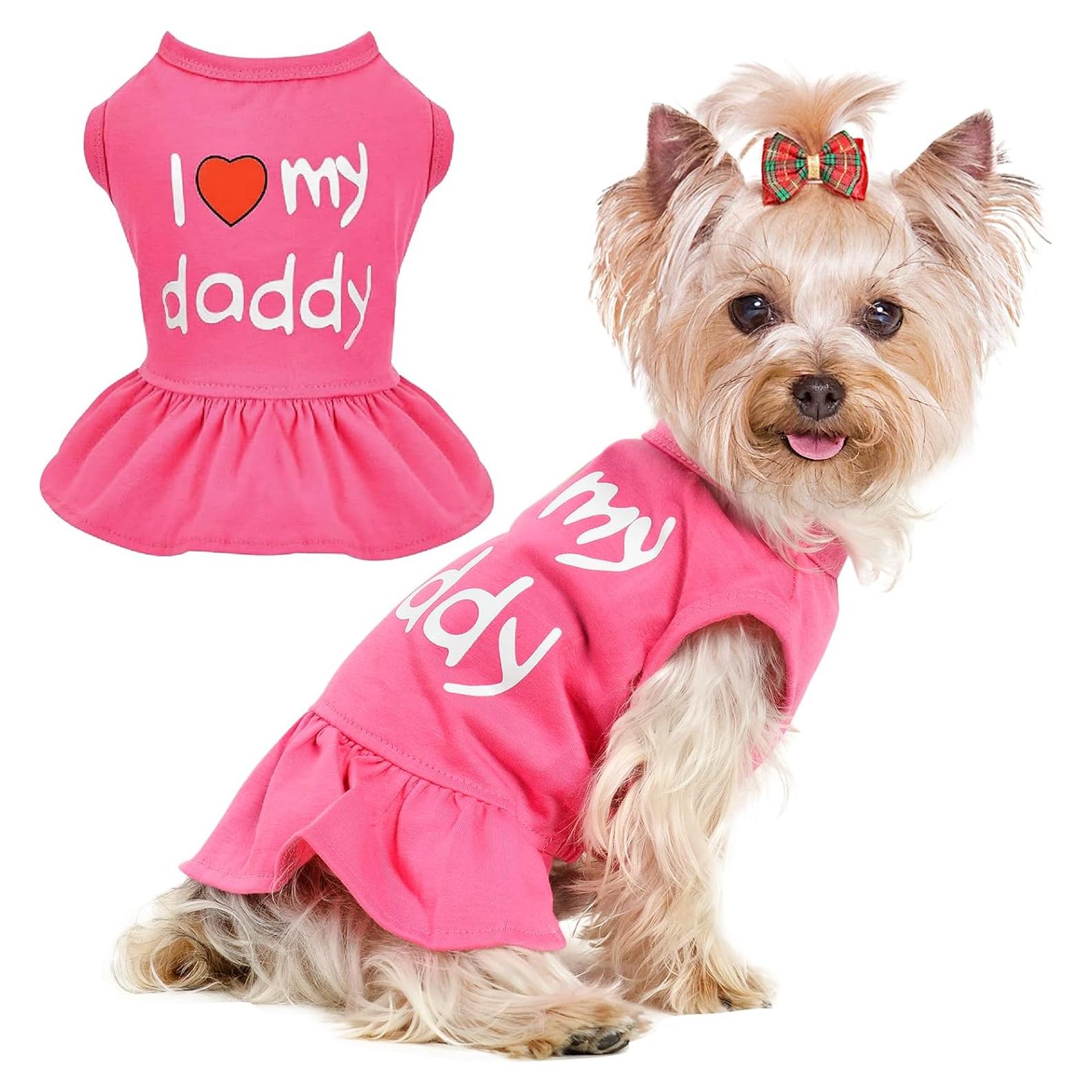 Vestido para Perro Pequeño Dosuyi Rosa Amor Papá 23cm
