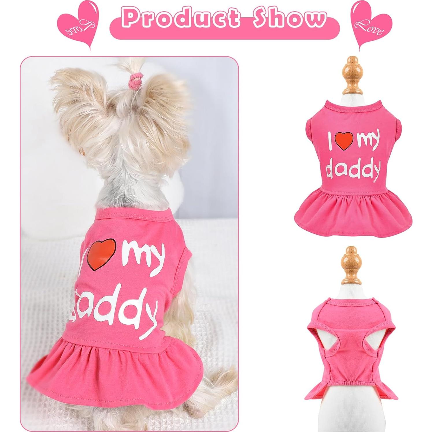 Vestido para Perro Pequeño Dosuyi Rosa Amor Papá 23cm