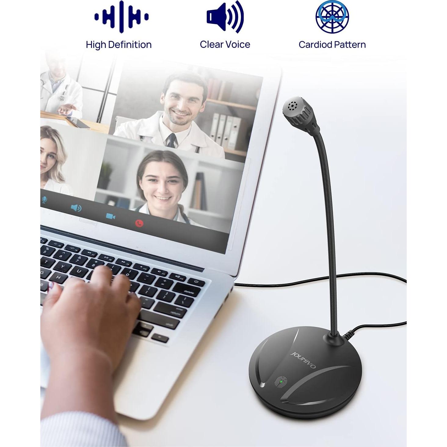 Micrófono USB JOUNIVO JV610 con Silencio y 360 Grados