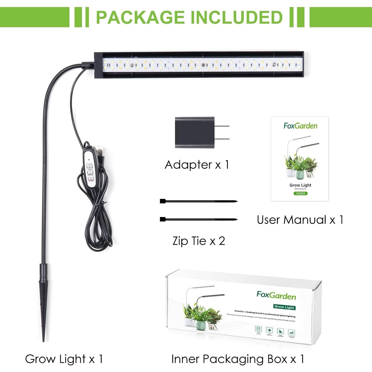 Luz de Crecimiento FOXGARDEN 52 LED con Temporizador y Brazo Flexible