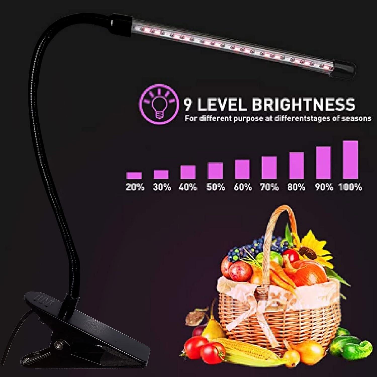 Luz de Cultivo LED Otryad 20W con Temporizador y Clip