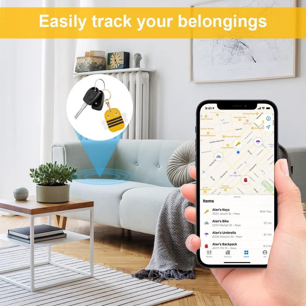 Compatible with AirTag Case Keychain, Cartoon Air Tag Keychain Compatible with Apple Airtags Holder, PU Leather Keyring Case, Item Finders Accessories for Pets, Luggage, Wallet, Backpacks