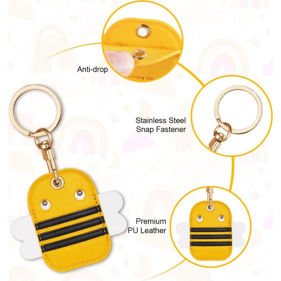 Compatible with AirTag Case Keychain, Cartoon Air Tag Keychain Compatible with Apple Airtags Holder, PU Leather Keyring Case, Item Finders Accessories for Pets, Luggage, Wallet, Backpacks